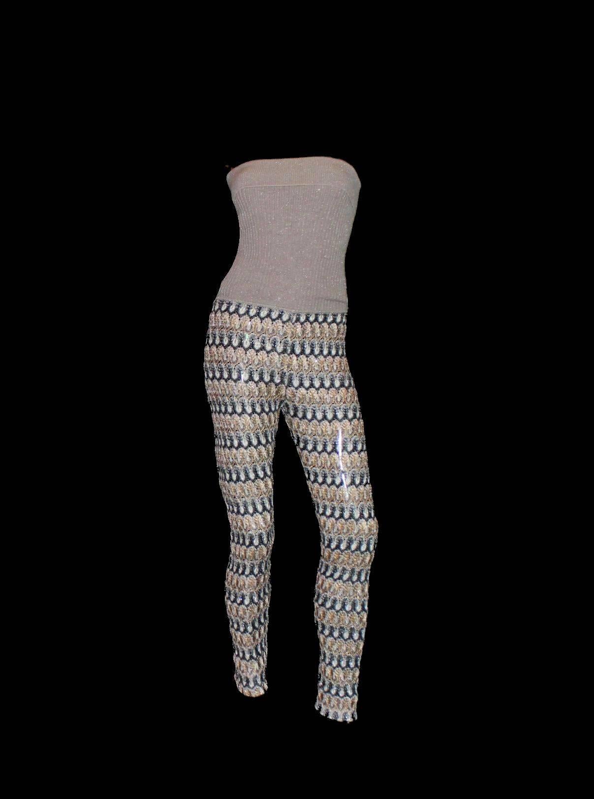 Missoni non indossato: tuta a fascia in maglia all'uncinetto metallizzata, tuta e pantaloni S In condizioni ottime in vendita a Switzerland, CH