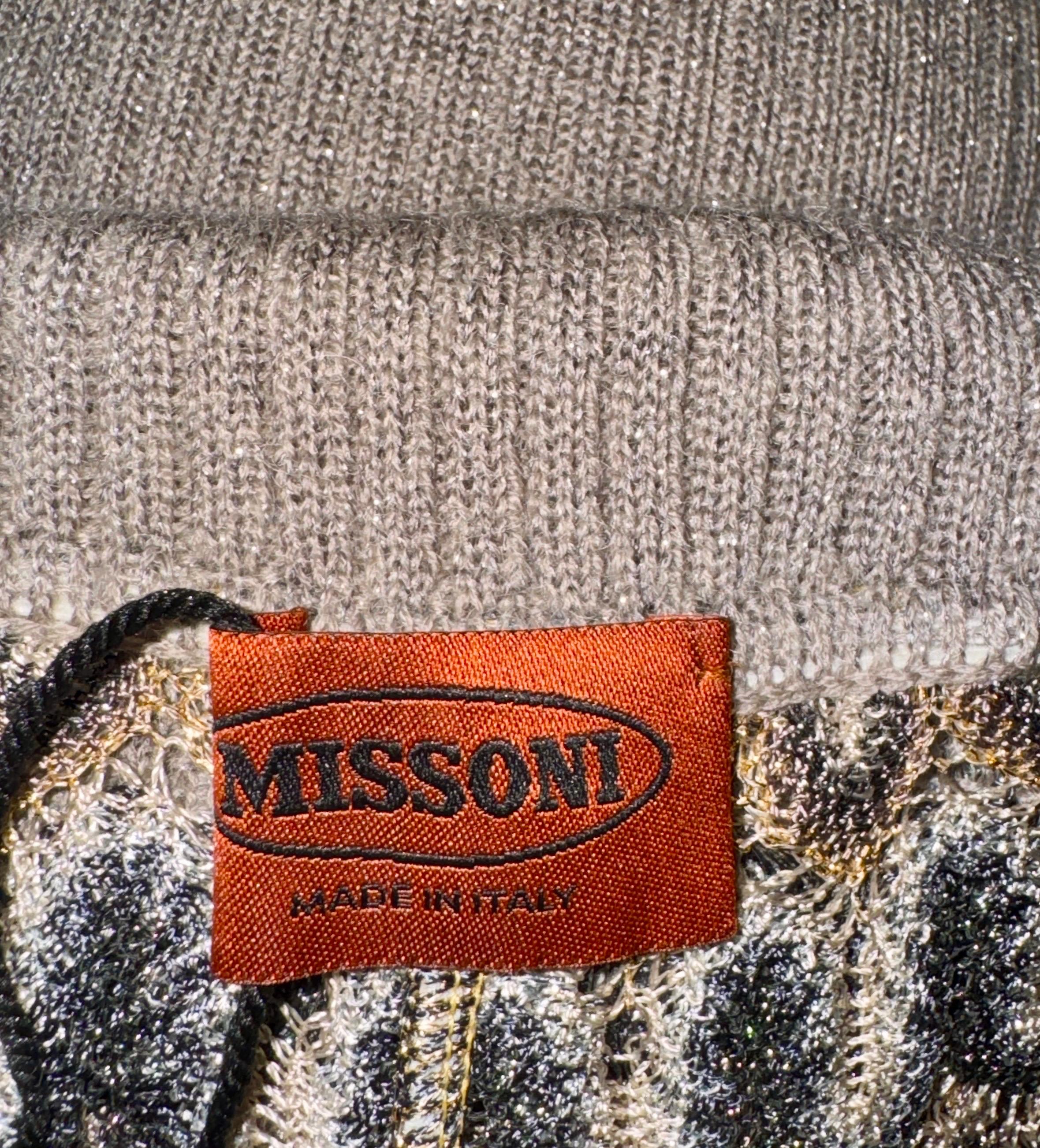 Missoni non indossato: tuta a fascia in maglia all'uncinetto metallizzata, tuta e pantaloni S in vendita 3