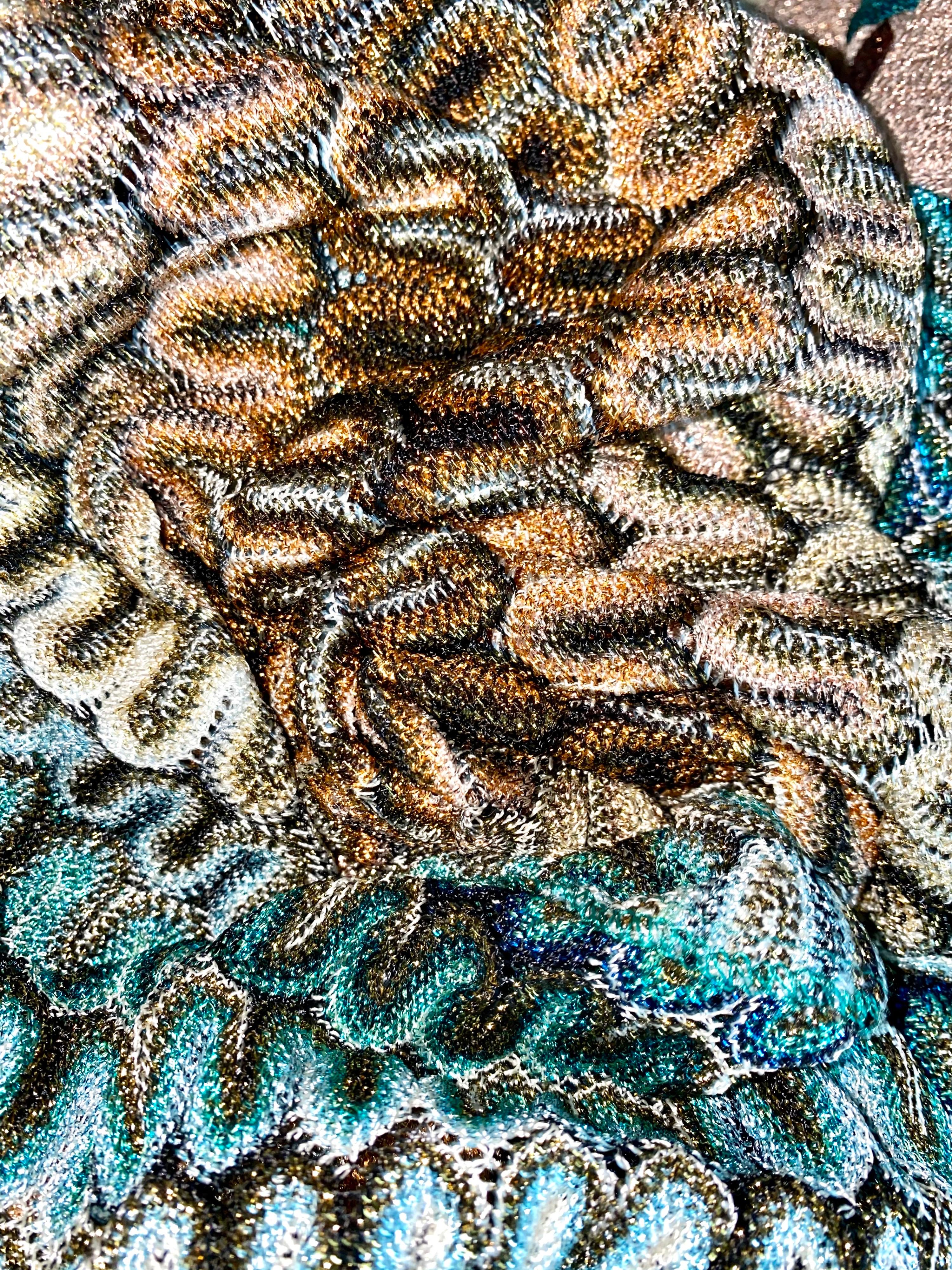 Robe de soirée Missoni métallisée en maille crochet lurex avec cardigan 42, non portée en vente 2