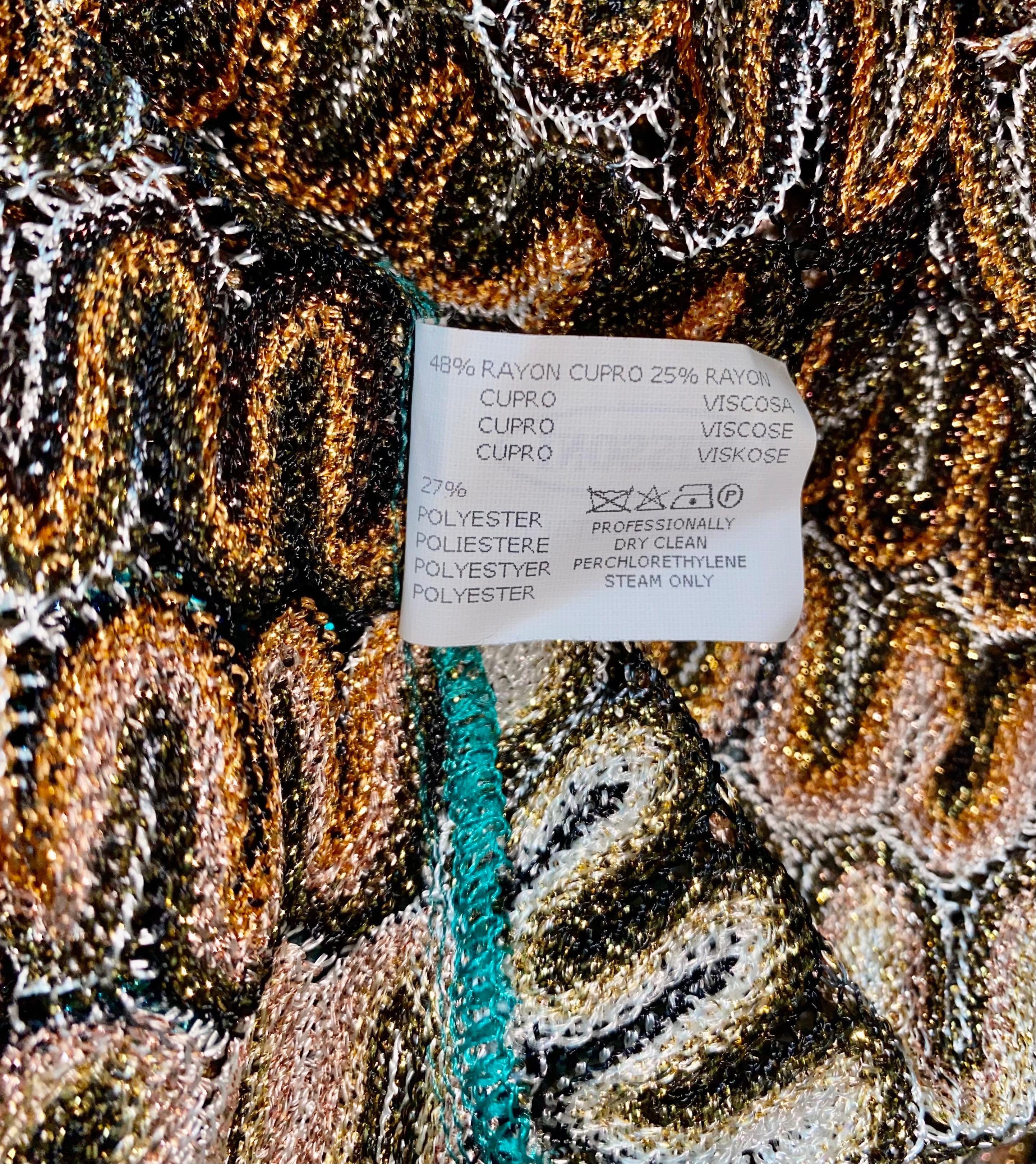 Robe de soirée Missoni métallisée en maille crochet lurex avec cardigan 42, non portée en vente 3