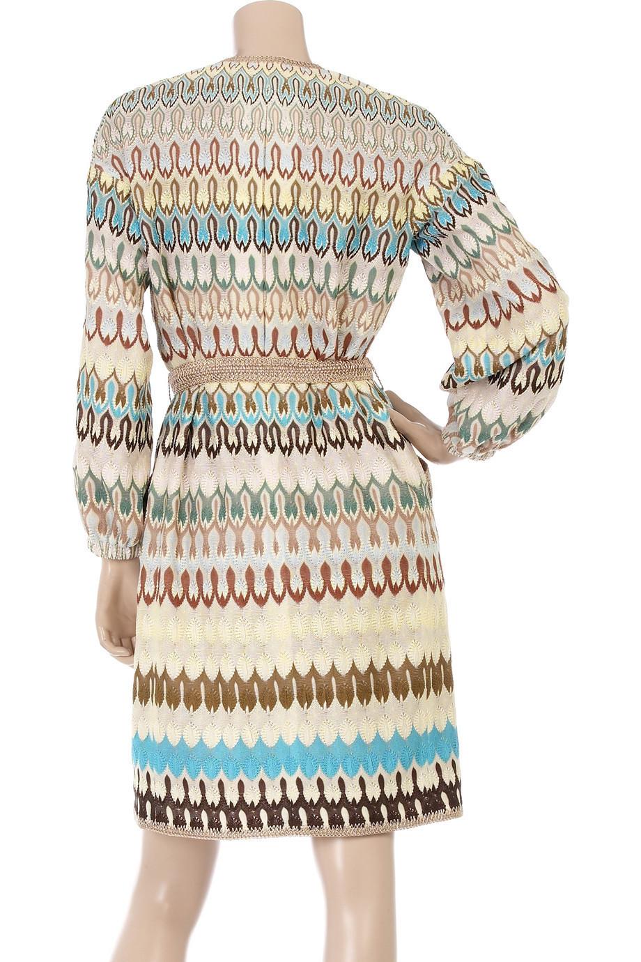 Beige INUTILE Missoni Giacca in maglia all'uncinetto multicolore Blazer Cardigan Cappotto con cintura 38 in vendita
