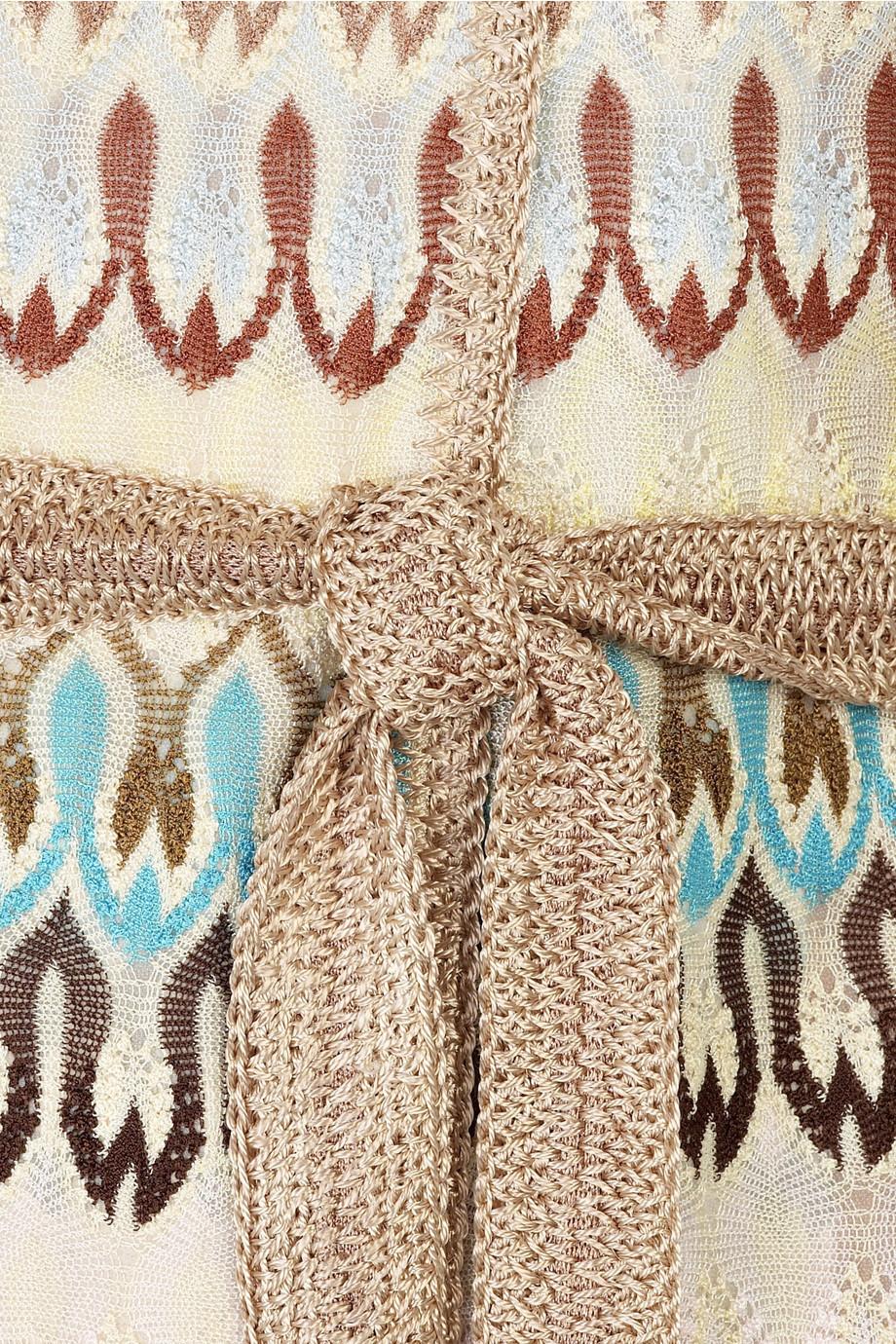 Women's UNWORN Missoni Multicolor Crochet Knit Jacket Blazer Cardigan Coat with Belt 38 For Sale