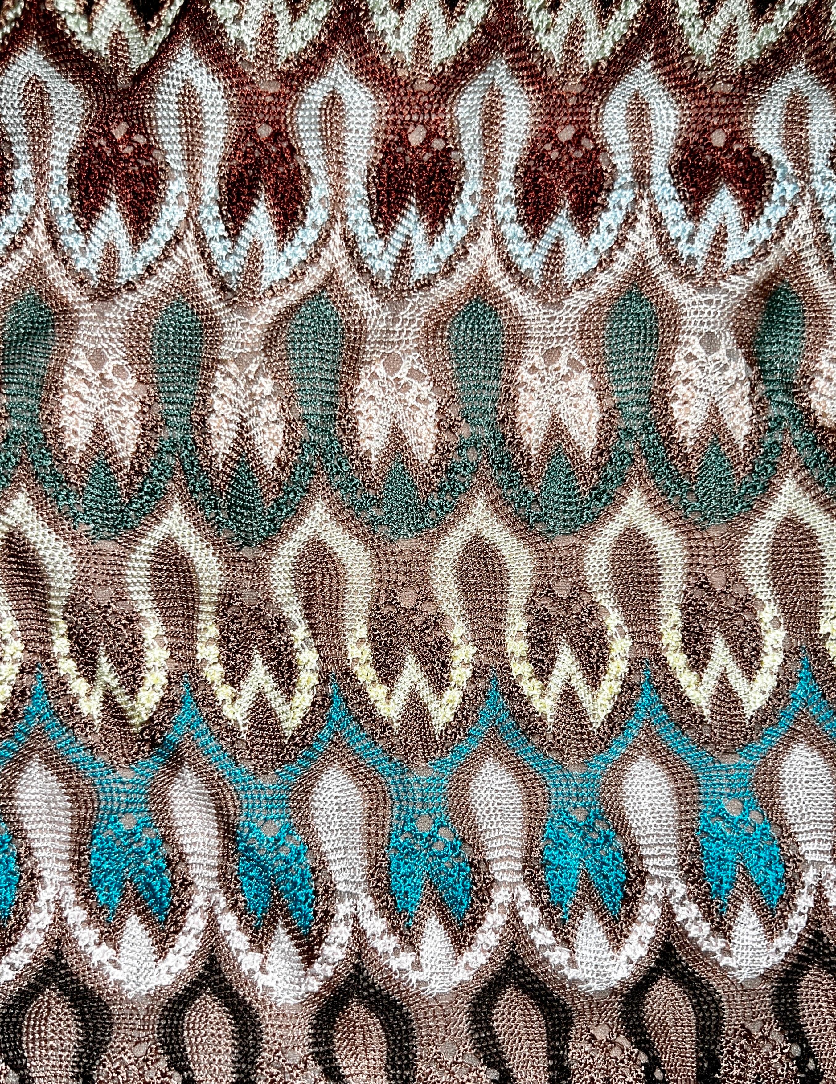 UNWORN Missoni Multicolor Crochet Knit Jacket Blazer Cardigan Coat with Belt 38 For Sale 1