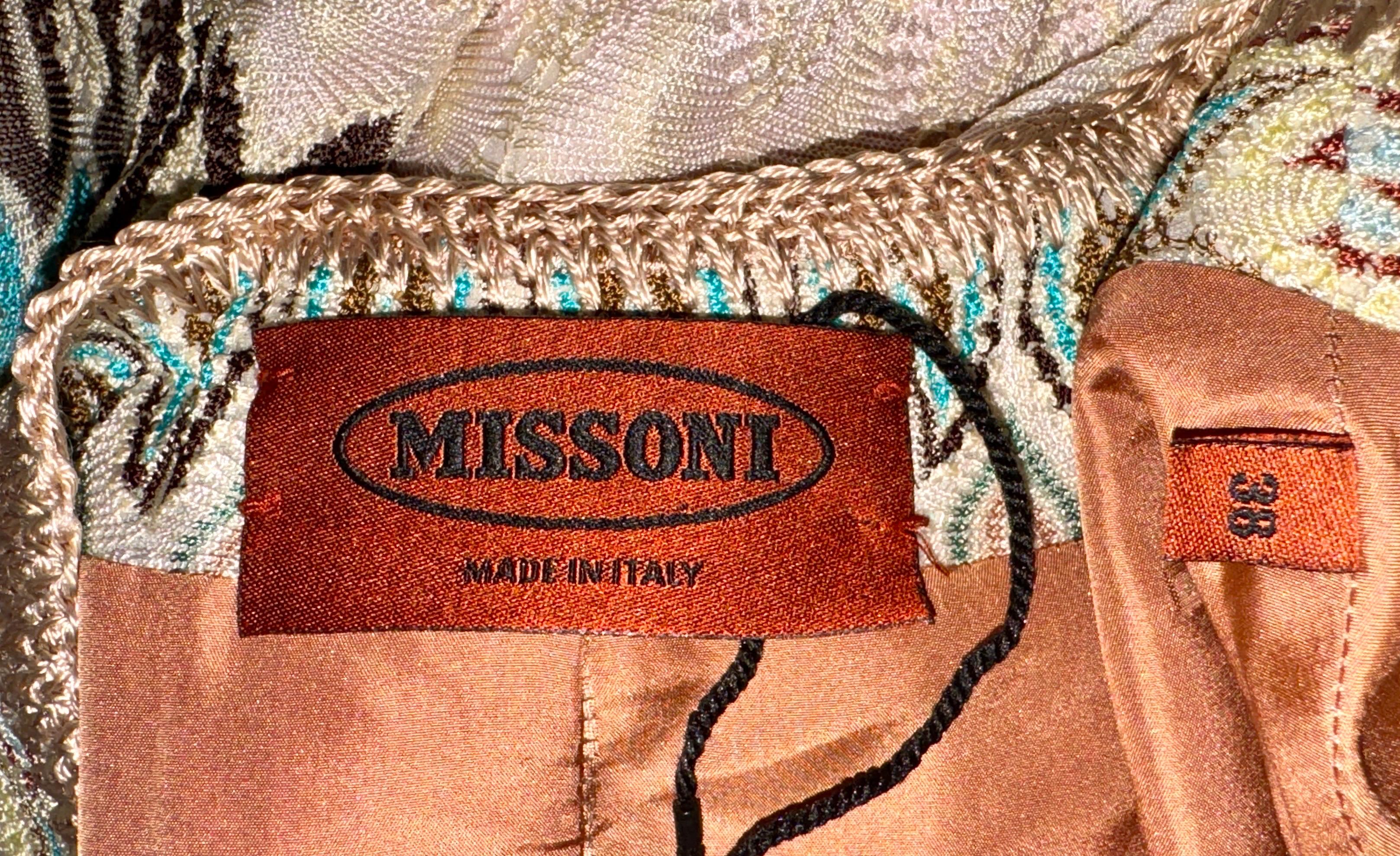 UNWORN Missoni Multicolor Crochet Knit Jacket Blazer Cardigan Coat with Belt 38 For Sale 3