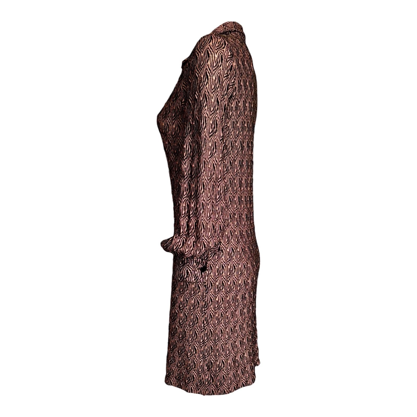 Black UNWORN Missoni Multicolor Crochet Knit Tunic Style Dress with Belt 40 For Sale