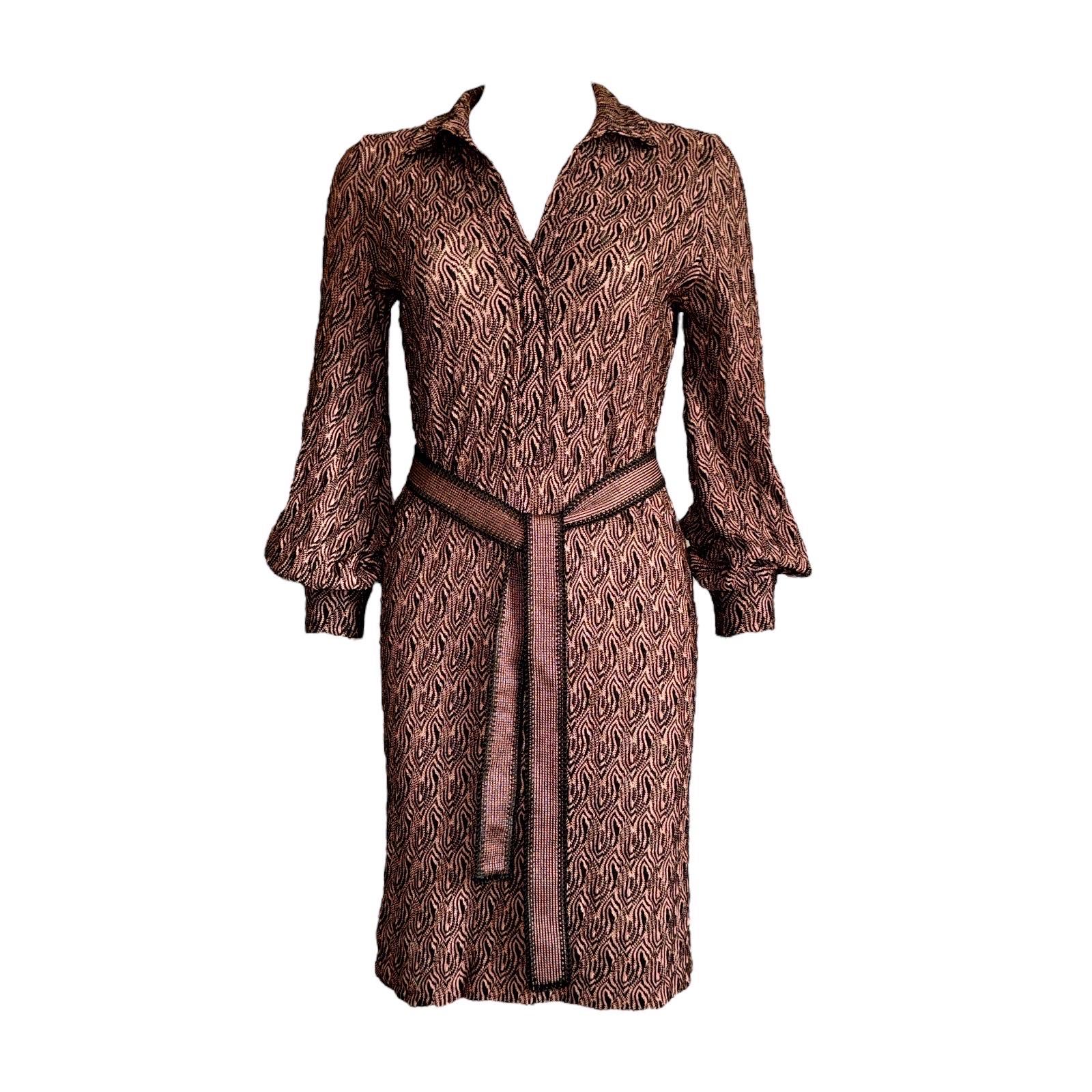Women's UNWORN Missoni Multicolor Crochet Knit Tunic Style Dress with Belt 40 For Sale