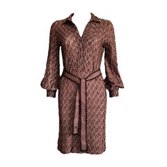 SIN VENDER Missoni Vestido estilo túnica de punto de crochet multicolor con cinturón 40