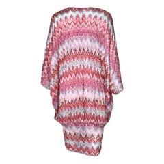 UNWORN Missoni Pink Crochet Knit V-Neck Kaftan Tunic Dress 38