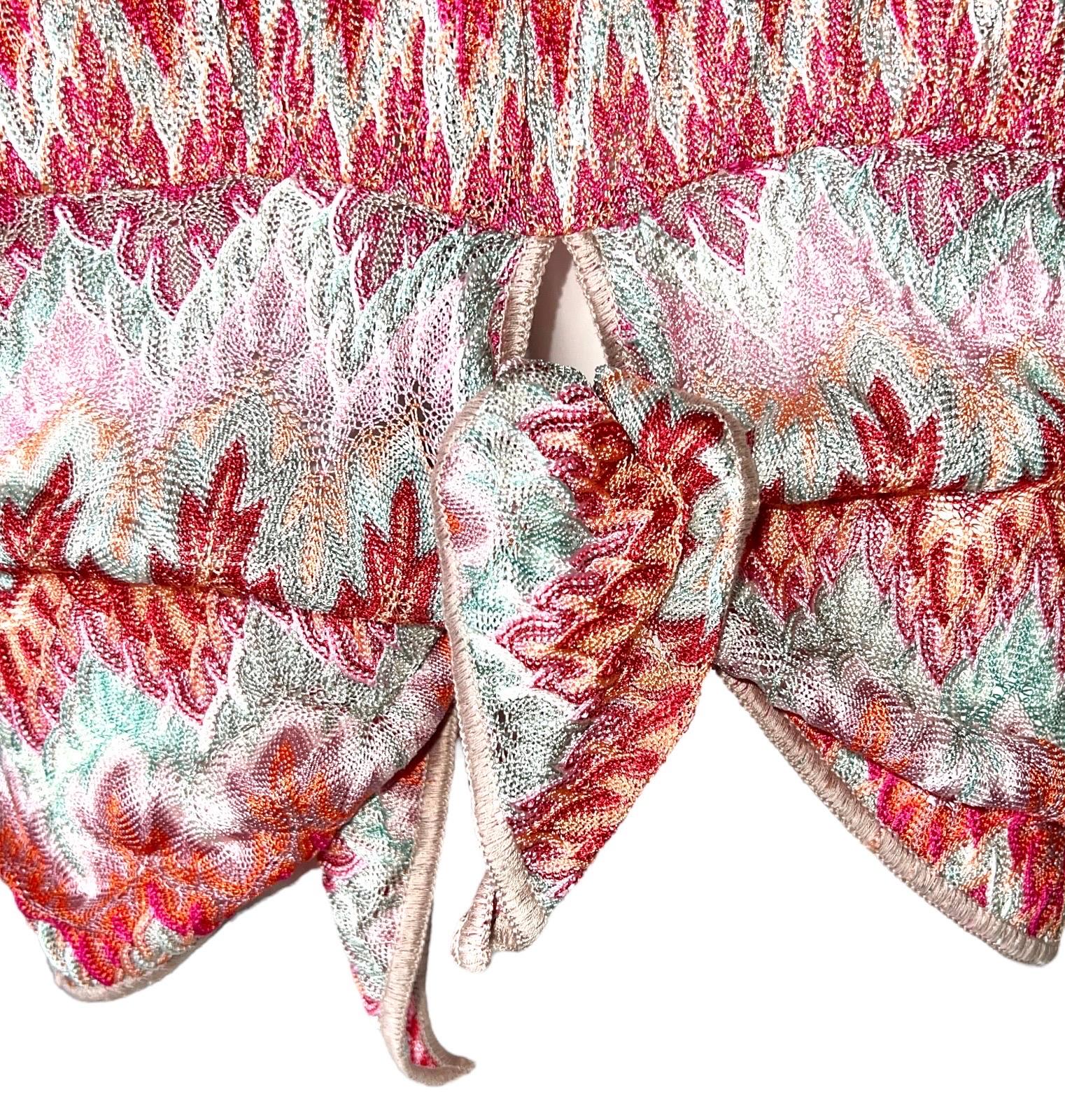 UNWORN Missoni Pink Crochet Knit V-Neck Kaftan Tunic Dress 38 For Sale 2