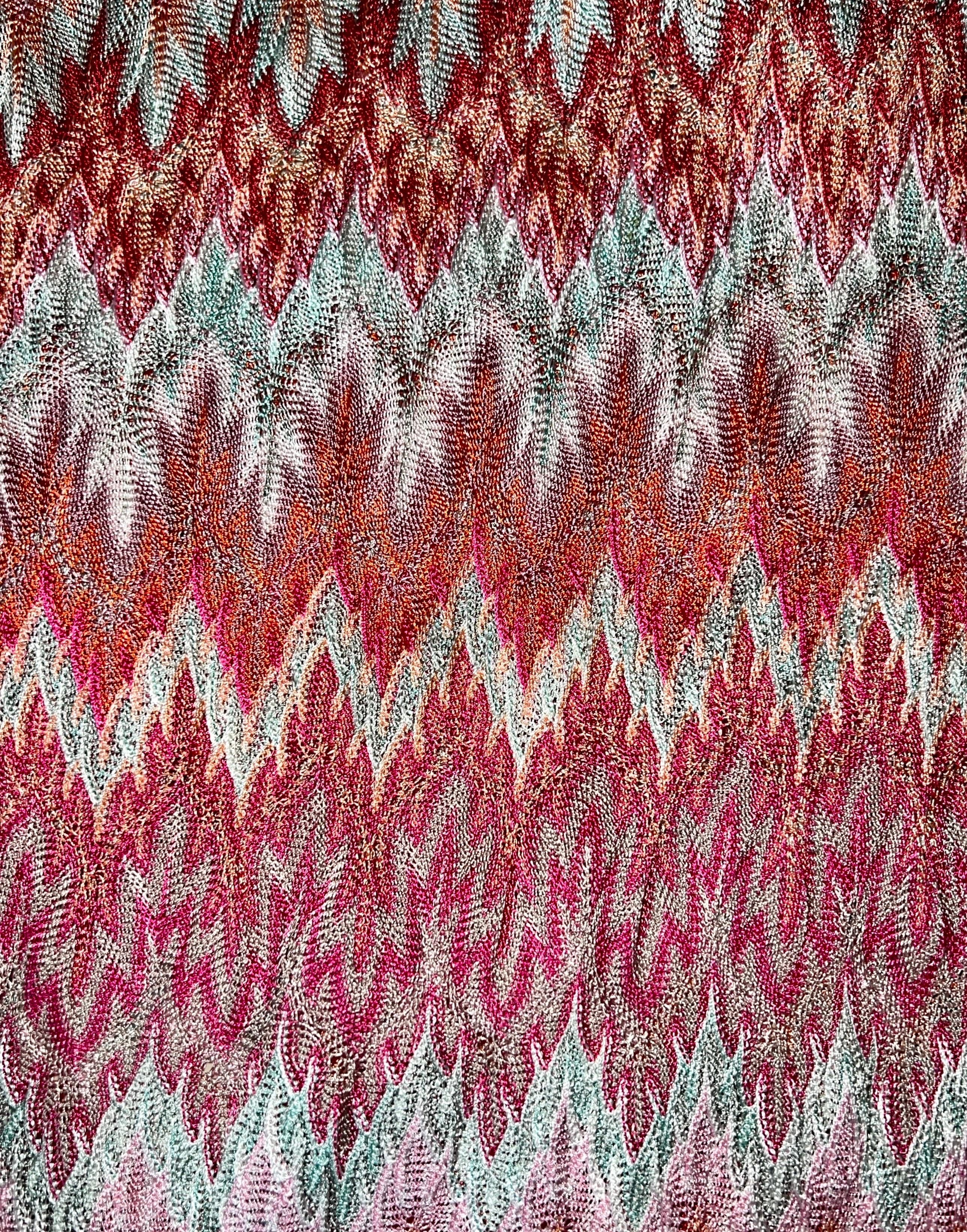 UNWORN Missoni Pink Crochet Knit V-Neck Kaftan Tunic Dress 38 For Sale 3