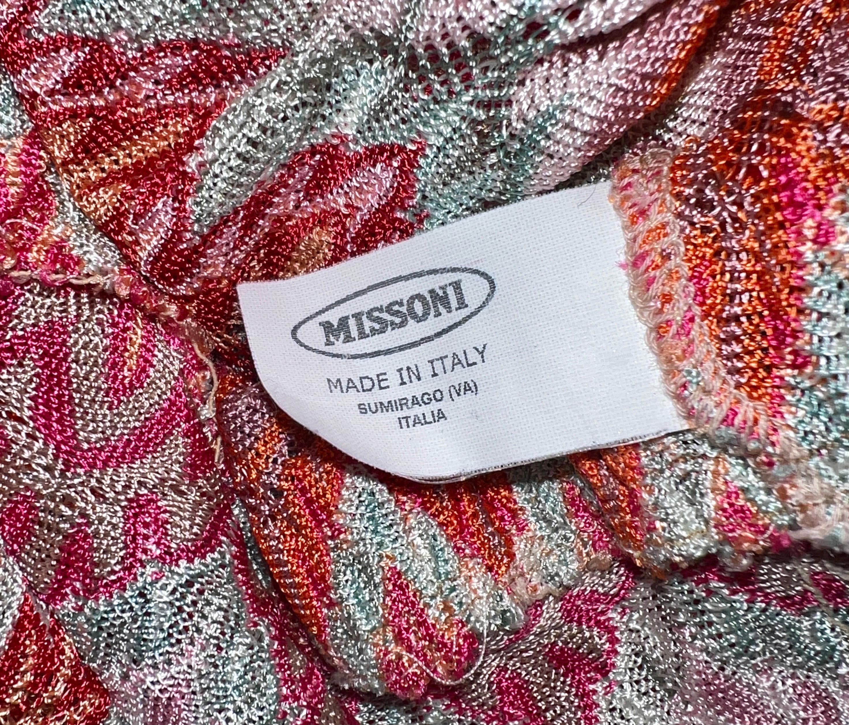 UNWORN Missoni Pink Crochet Knit V-Neck Kaftan Tunic Dress 38 For Sale 4