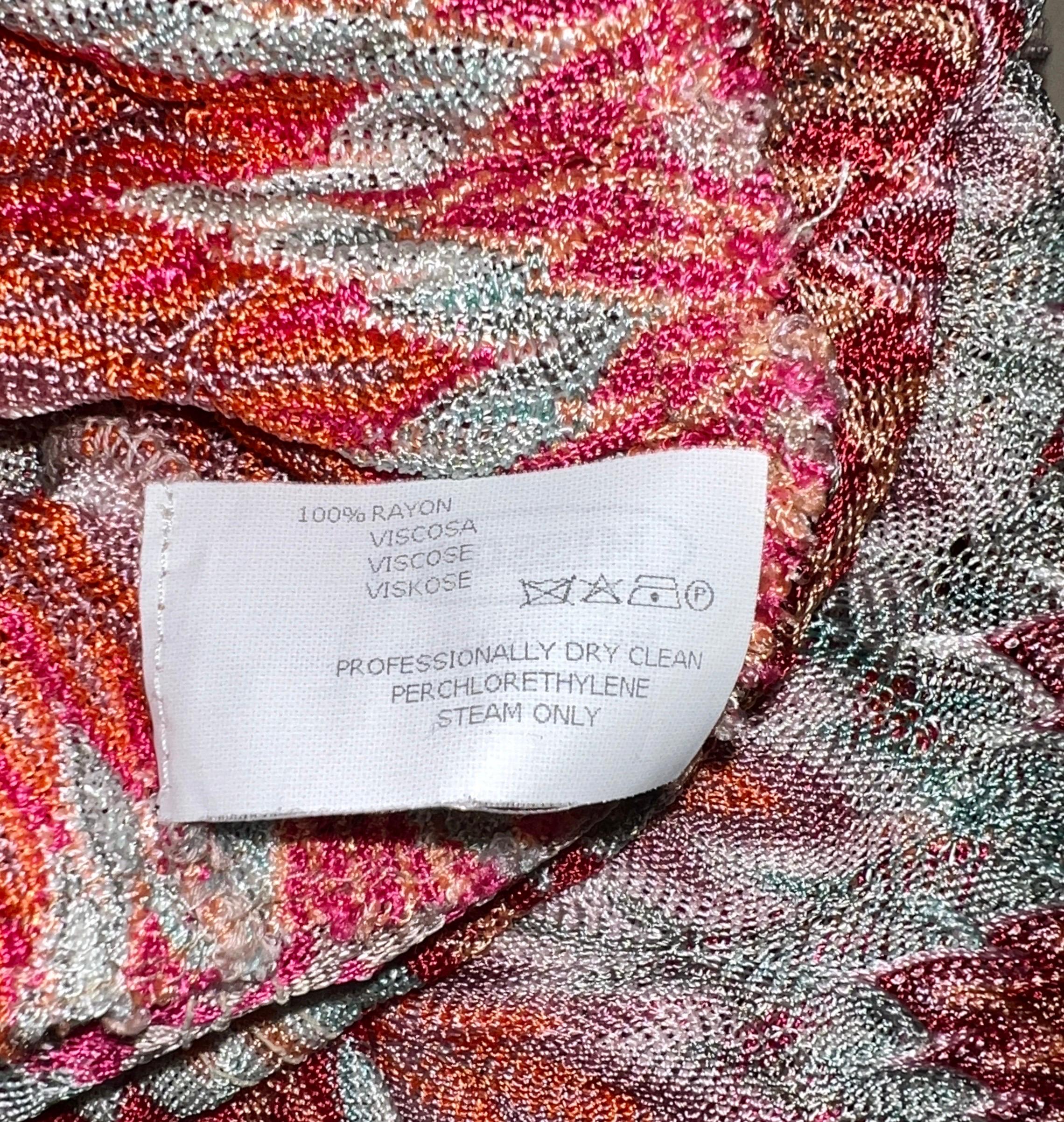 UNWORN Missoni Pink Crochet Knit V-Neck Kaftan Tunic Dress 38 For Sale 5