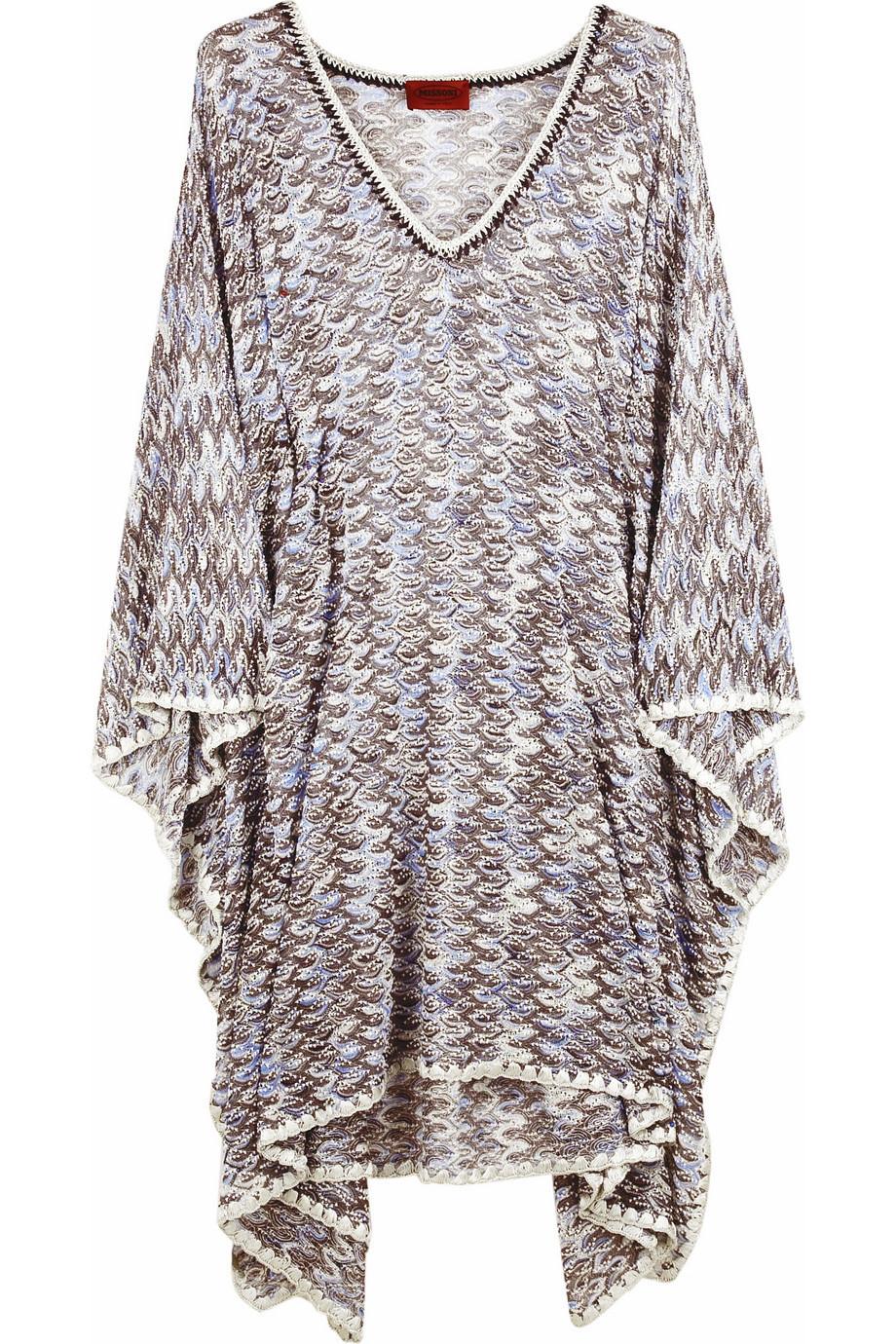 Robe tunique caftan Missoni Seafoam métallisée en lurex 38 en vente 2