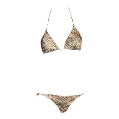 UNWORN Missoni Signature Chevron Zigzag Crochet Knit Bikini 42 - Reversible