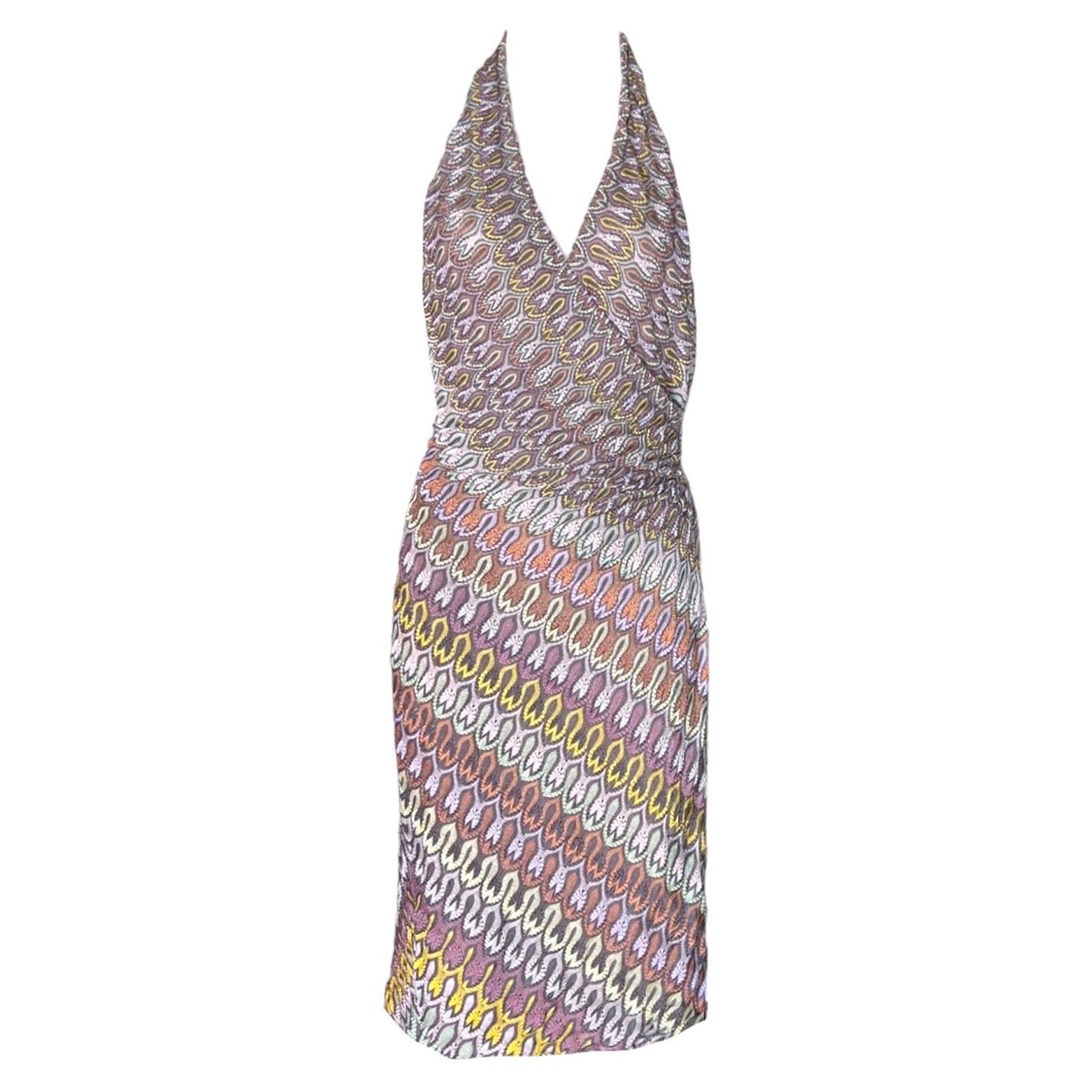 Vestido envolvente de punto zigzag con galón Missoni sin estrenar