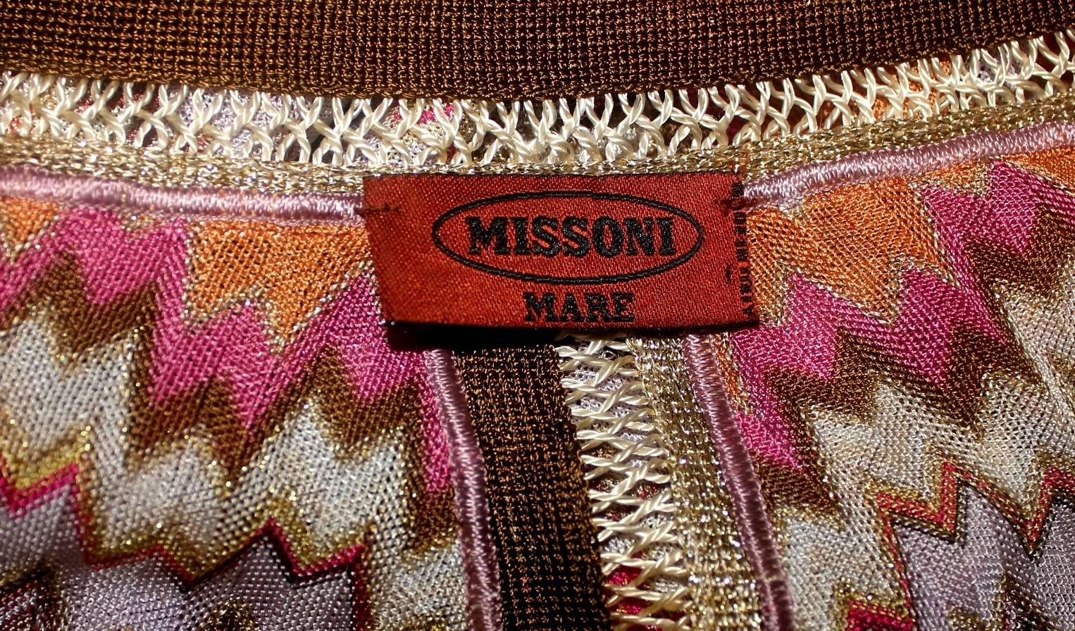 UNWORN Missoni Signatur Chevron Zigzag Metallic Gold Kaftan Maxikleid Kleid 40 im Angebot 4