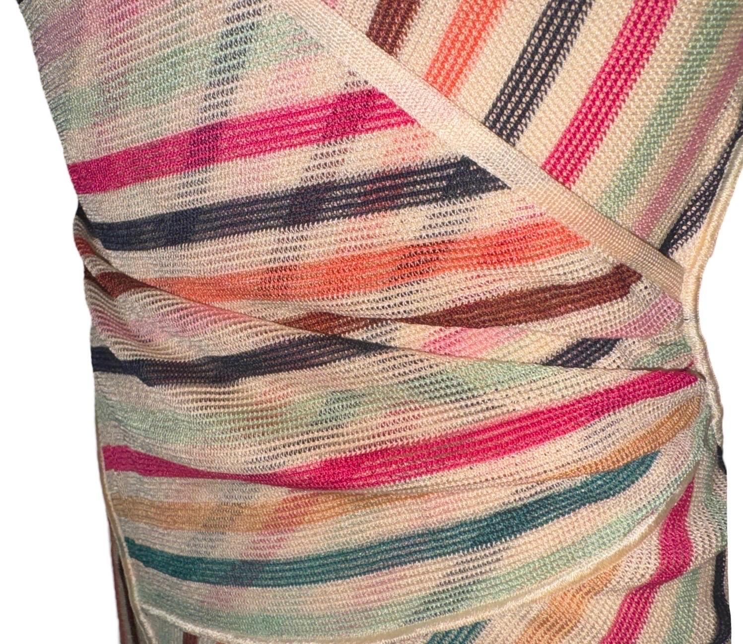 Beige UNWORN Missoni Striped Asymmetric Midi Dress as seen on Kate 38 For Sale
