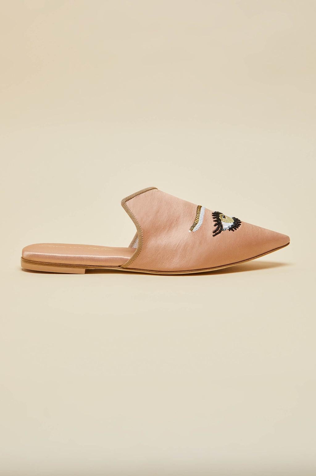UNWORN Olivia von Halle Blush Limited Edition EYE Handbestickte Slippers 39 im Angebot 5
