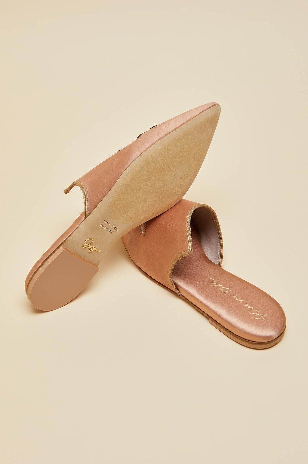 UNWORN Olivia von Halle Blush Limited Edition EYE Handbestickte Slippers 39 im Angebot 7