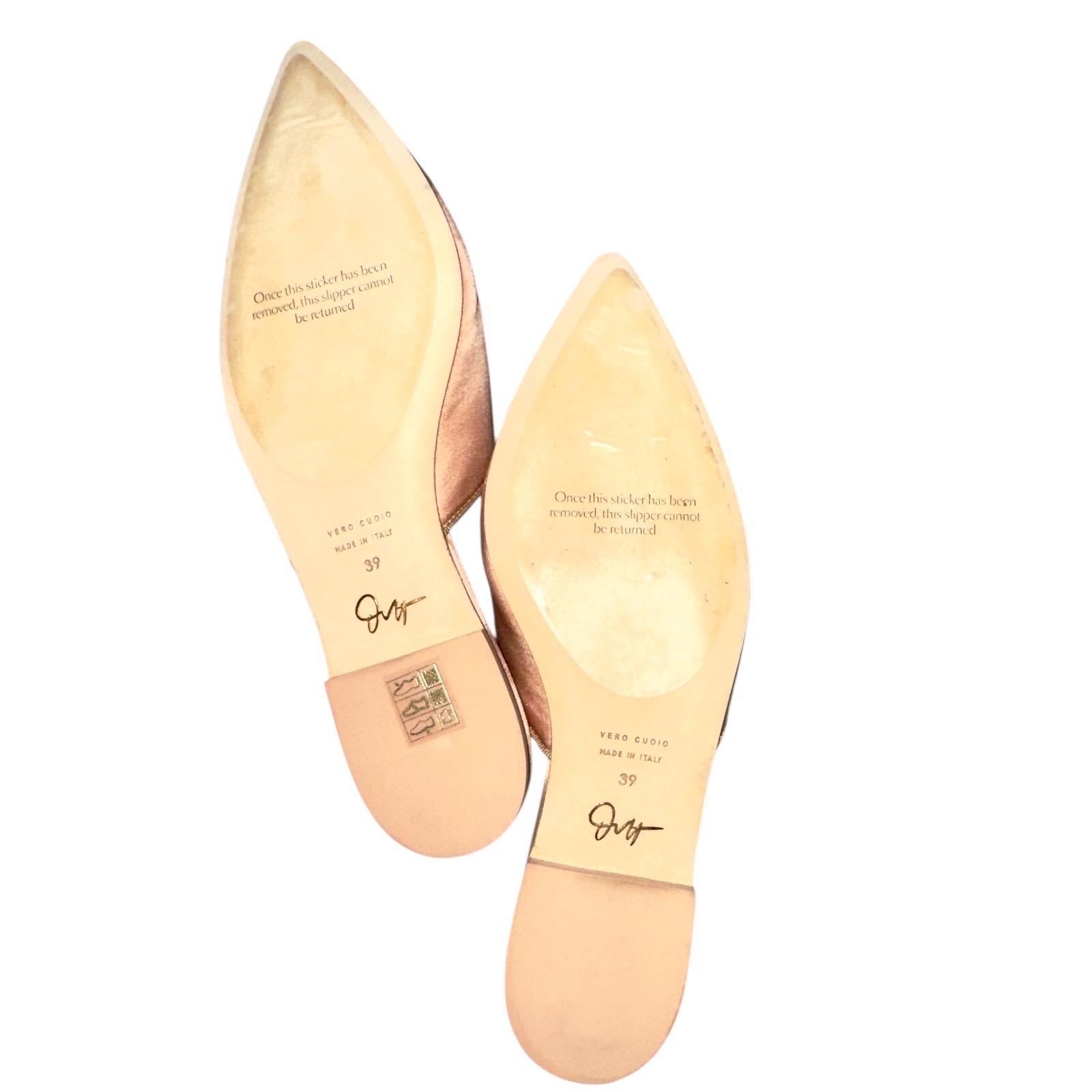 UNWORN Olivia von Halle Blush Limited Edition EYE Handbestickte Slippers 39 im Angebot 1