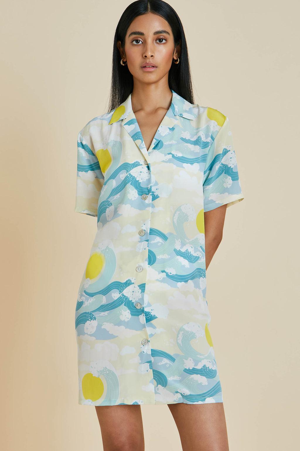 UNWORN Olivia von Halle Luxurious Silk Print Shirt Dress XS For Sale 5