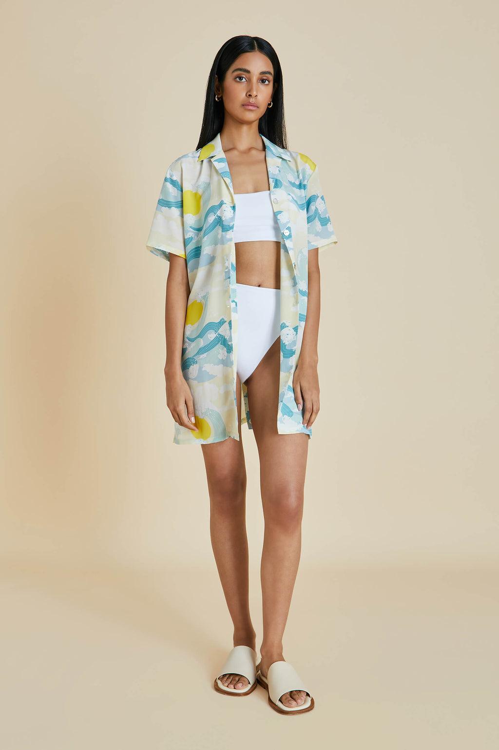 UNWORN Olivia von Halle Luxurious Silk Print Shirt Dress XS For Sale 6