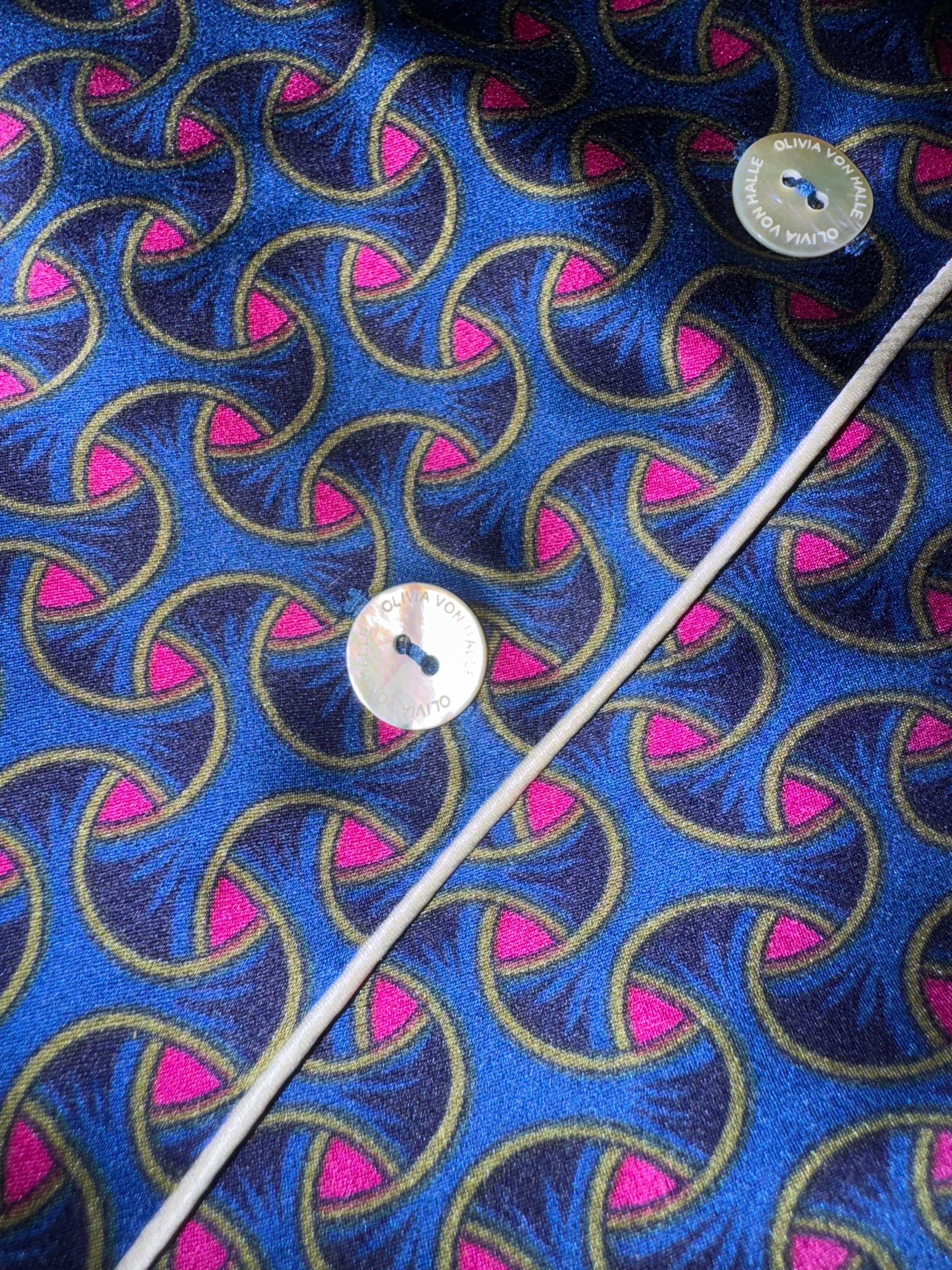 Donna Non indossato Olivia Von Halle, vestito da casa in seta stampata per dormire, 4/ L. in vendita