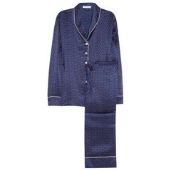 UNWORN Olivia Von Halle Printed Silk Lounge Home Sleep Wear Suit L