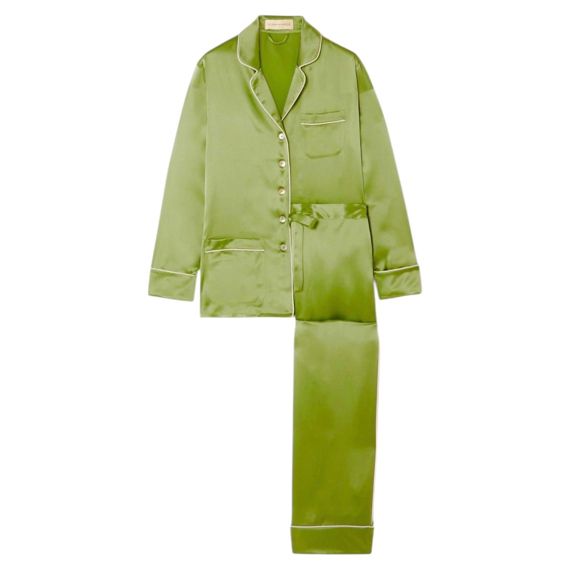 UNWORN Olivia Von Halle Pure Silk Luxury Lounge Home Suit 2 PCS XS