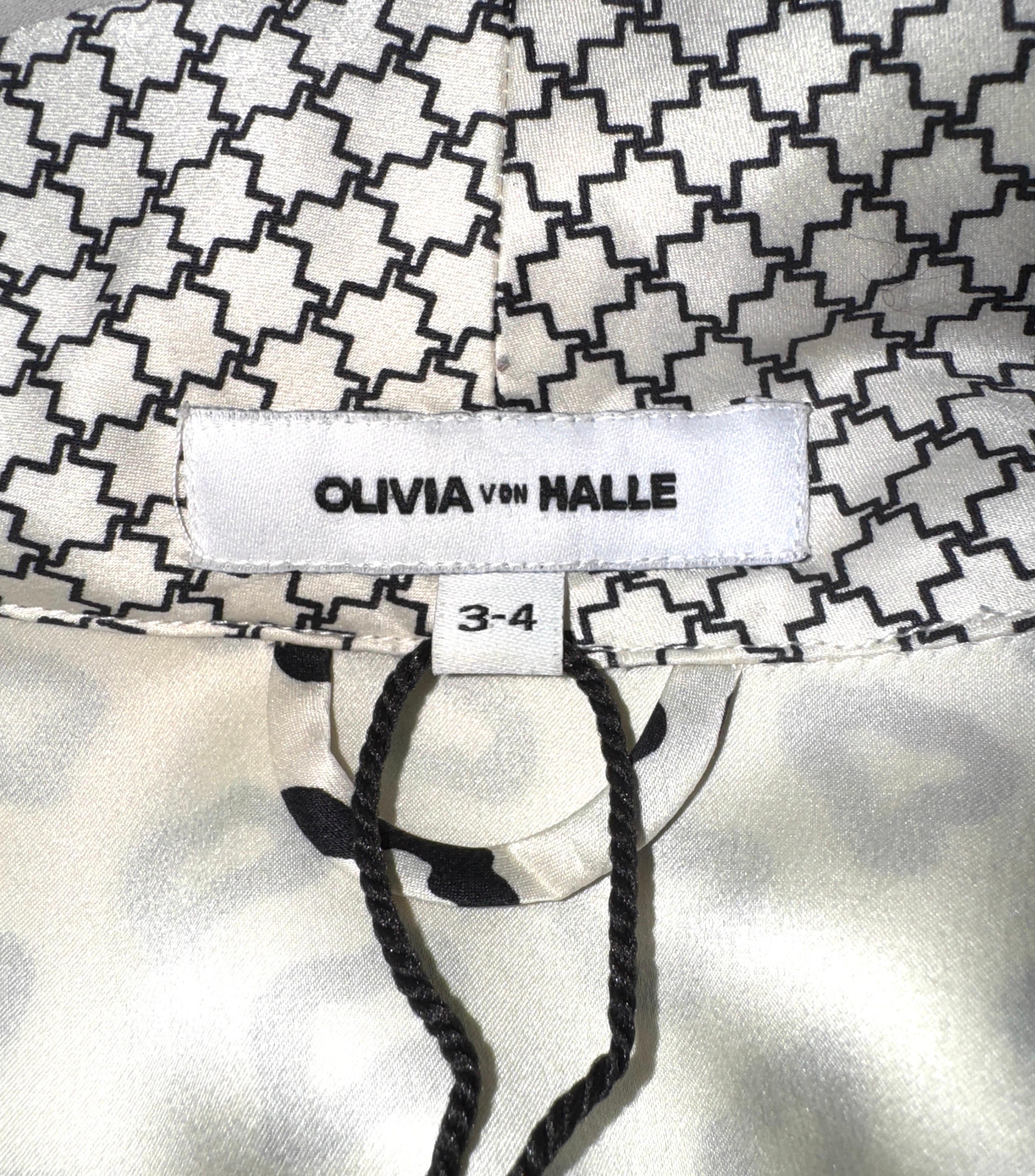 Bata sin estrenar Olivia von Halle Bata de seda con estampado animal intemporal M/L en venta 5