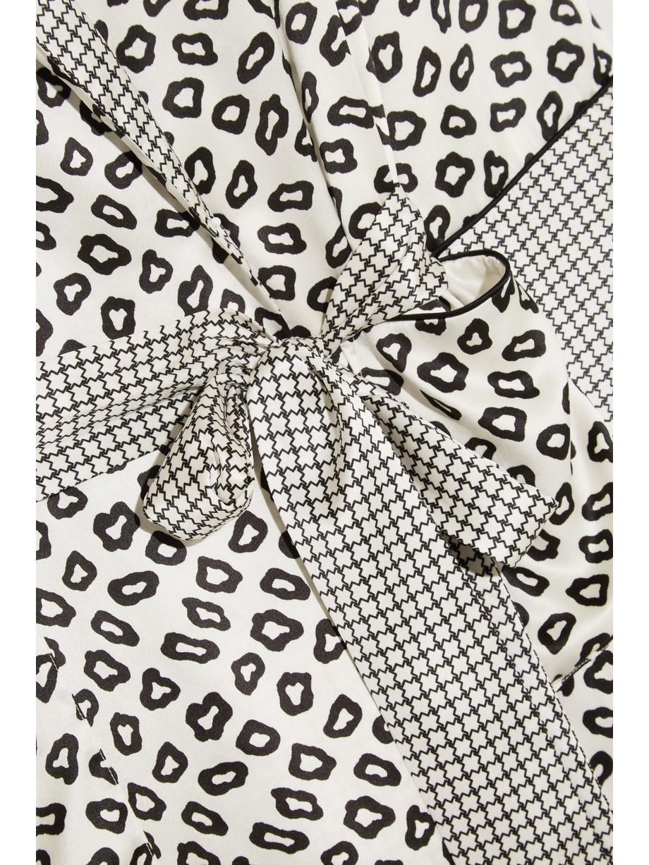 UNWORN Olivia von Halle Timeless Animal Silk Print Dressing Gown Robe M/L In condizioni ottime in vendita a Switzerland, CH