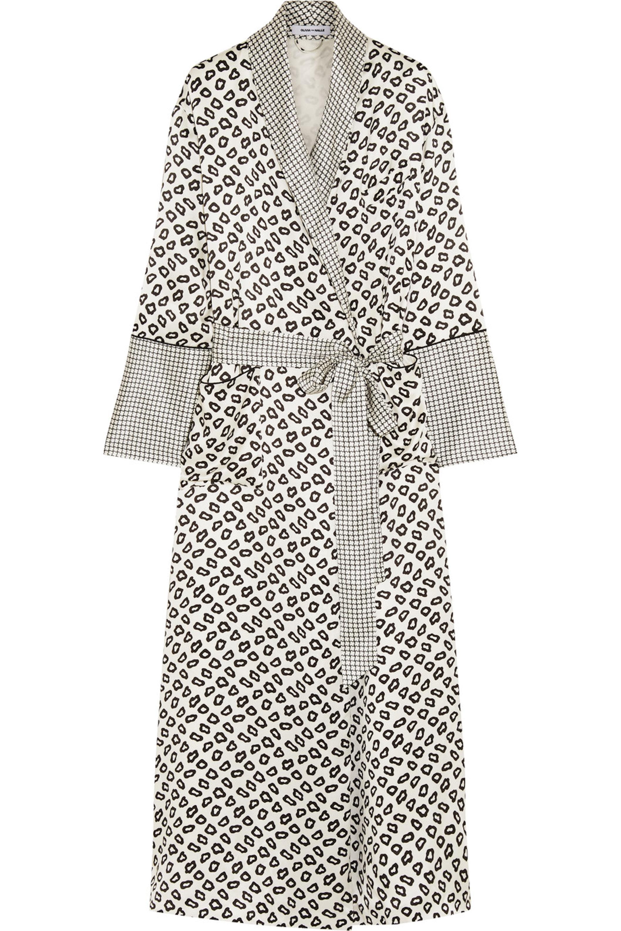 UNWORN Olivia von Halle Timeless Animal Silk Print Dressing Gown Robe M/L in vendita 1