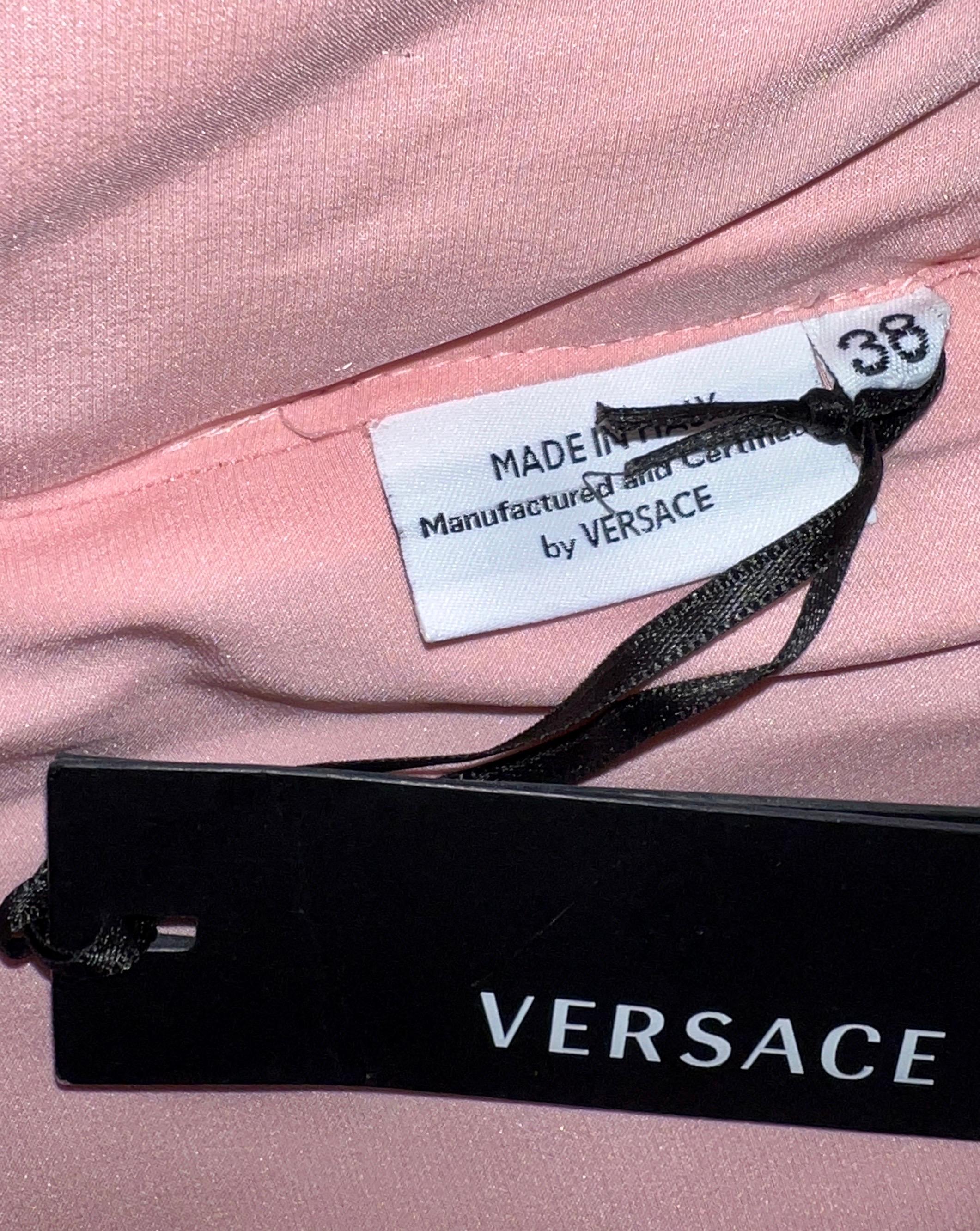 UNWORN Pink Versace Asymmetric Draped Goddess Engagement Evening Gown Dress 38 4