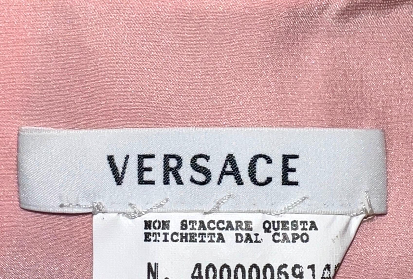 UNWORN Pink Versace Asymmetric Draped Goddess Engagement Evening Gown Dress 38 For Sale 3