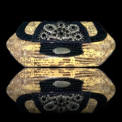 Unworn PRADA Exotic Lizard & Crocodile Hand-Embroidered Clutch Bag  Y2K