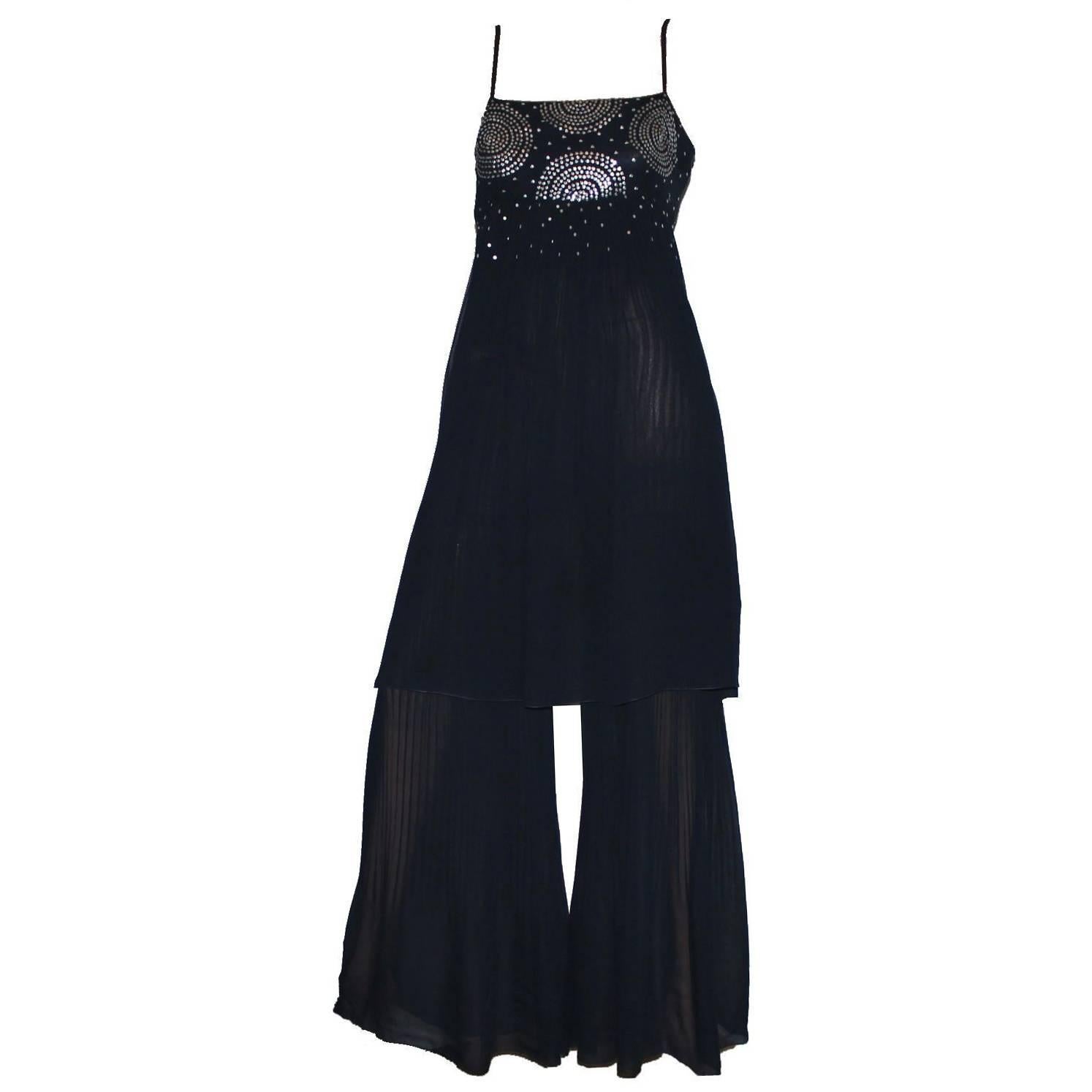 UNWORN & RARE Chanel Pleated Silk and Sequin Harem Evening Jumpsuit Overall 38