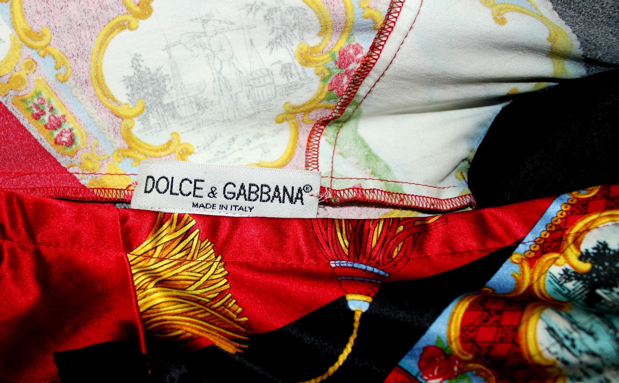 UNWORN Rare Dolce & Gabbana 1998 Chinese Lantern Print Corset Hook Midi Dress S For Sale 5