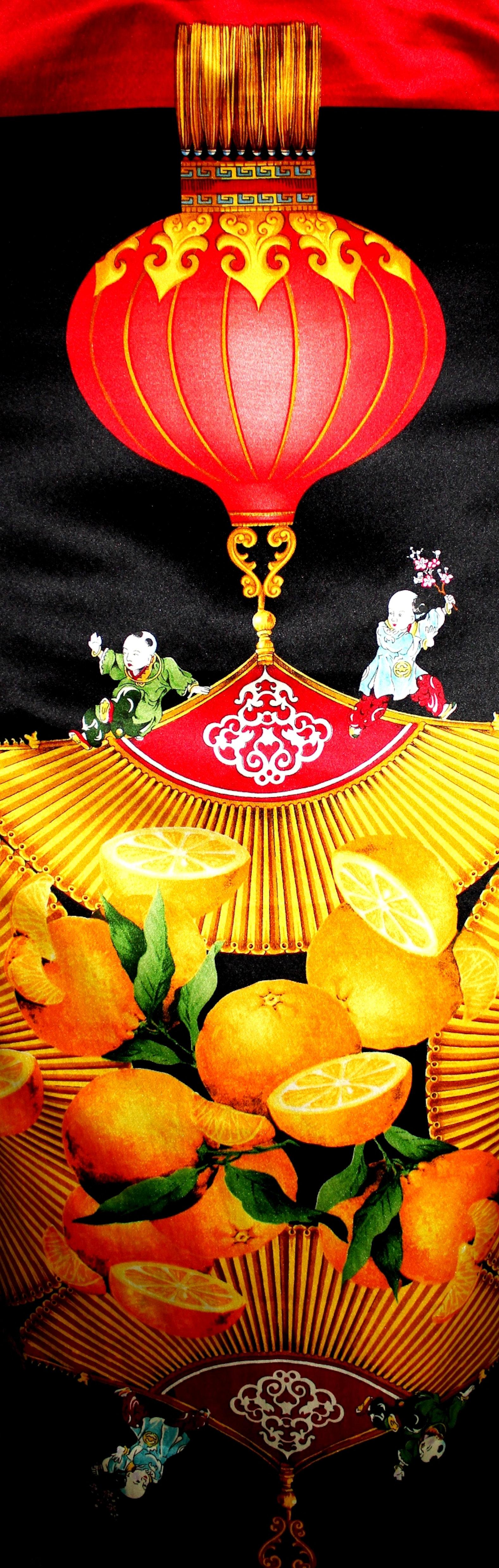 UNWORN Rare Dolce & Gabbana 1998 Chinese Lantern Print Corset Hook Midi Dress S For Sale 3