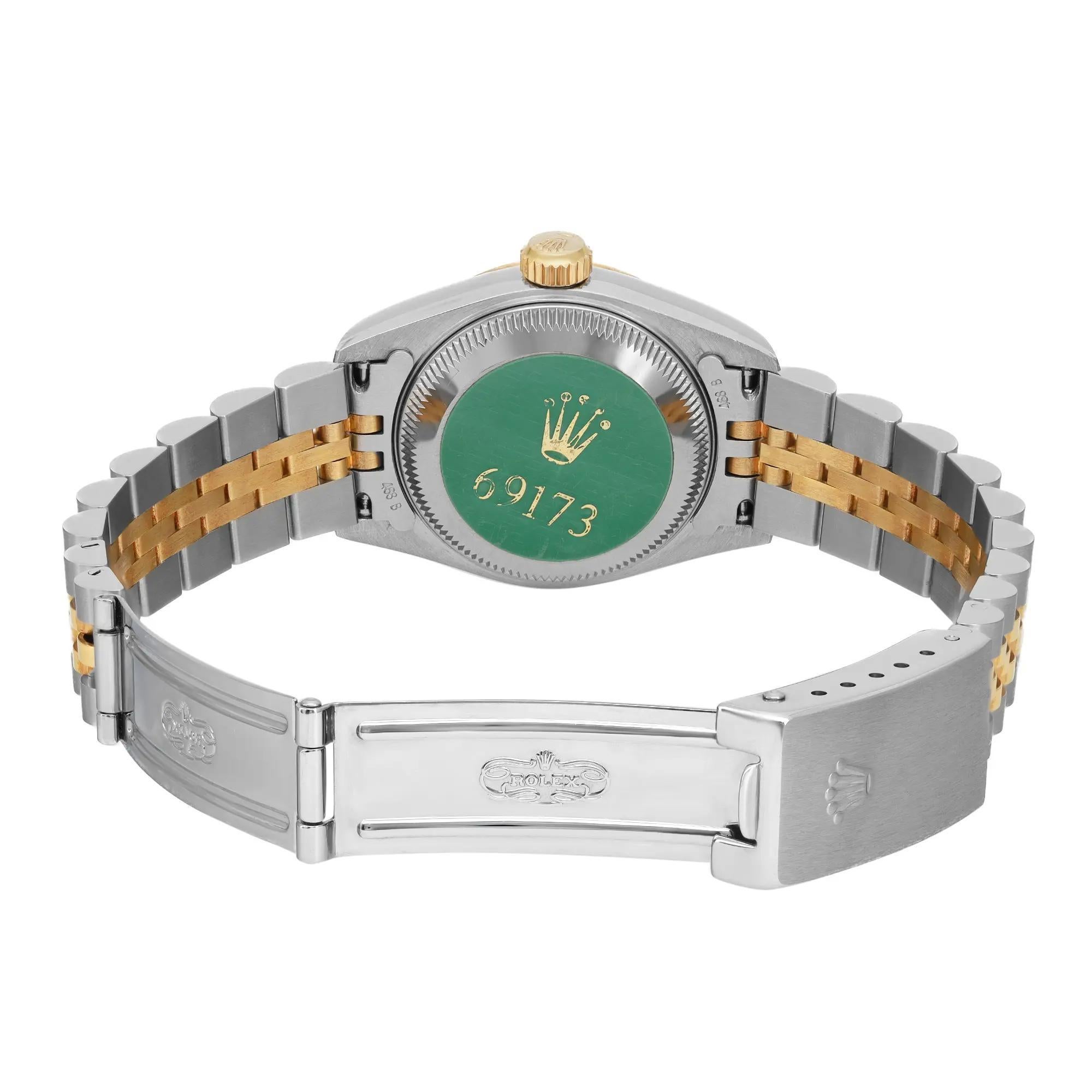 Unworn Rare Rolex Datejust 26mm Gold Steel Diamond Champagne Dial Watch 69173 2