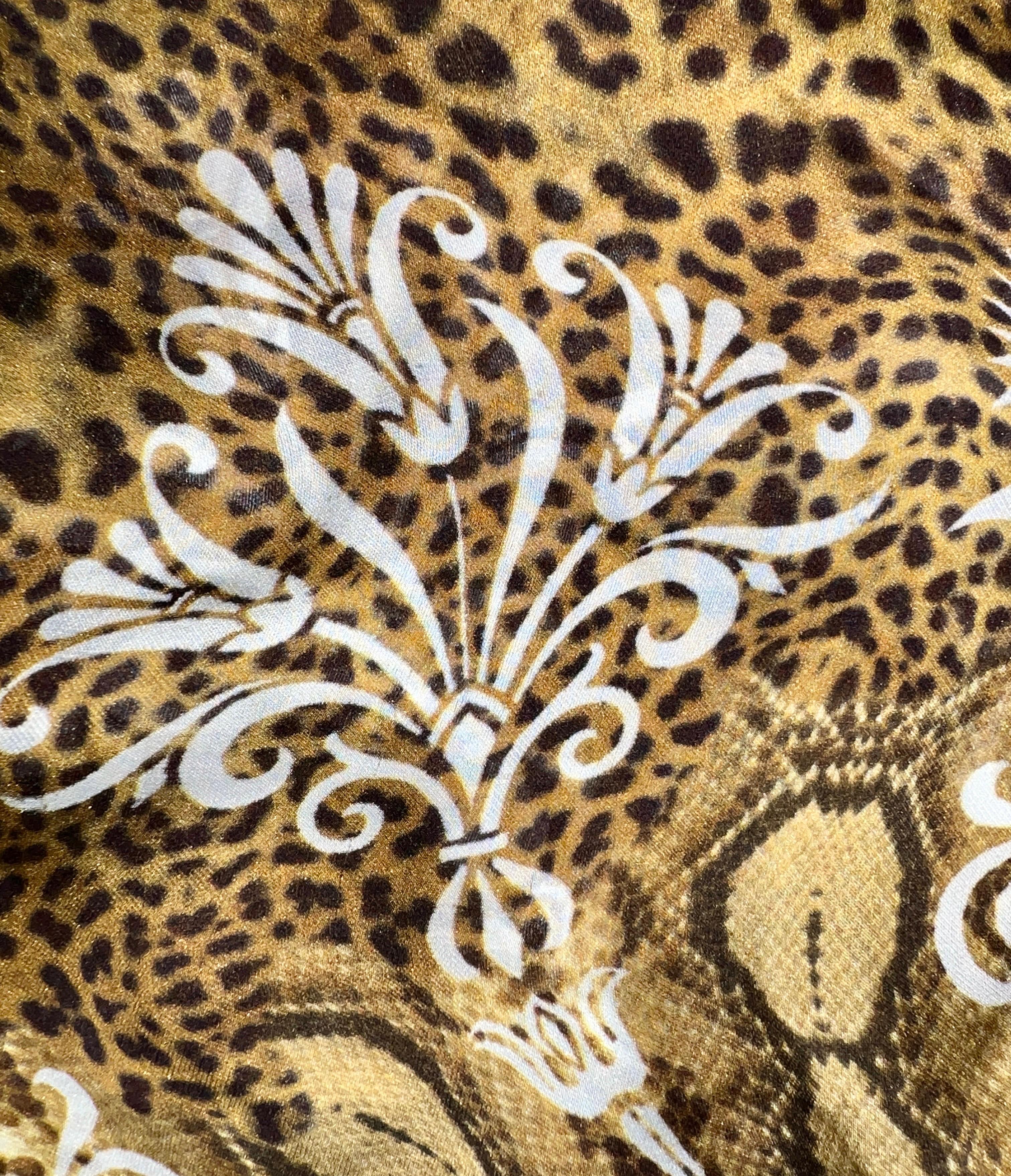 Women's UNWORN Roberto Cavalli Animal Wild Cat Cheetah Floral Print Silk Tunic 42