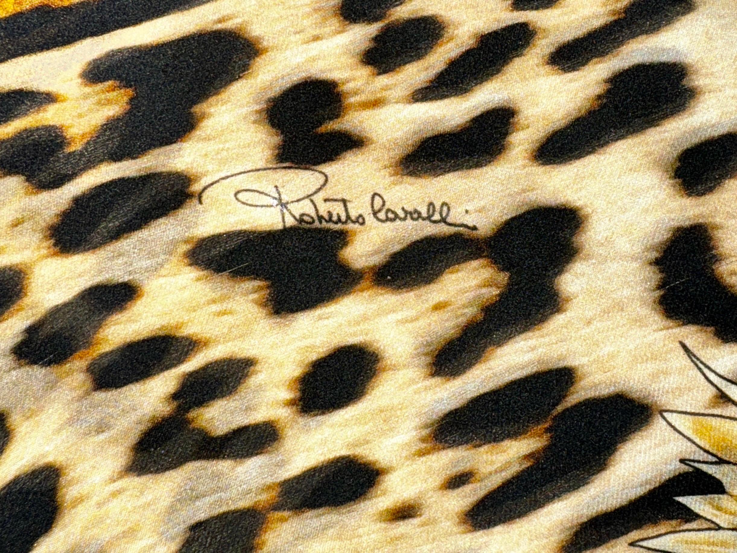 UNWORN Roberto Cavalli Animal Wild Cat Cheetah Print Silk Tunic Kaftan Belt 40 For Sale 3