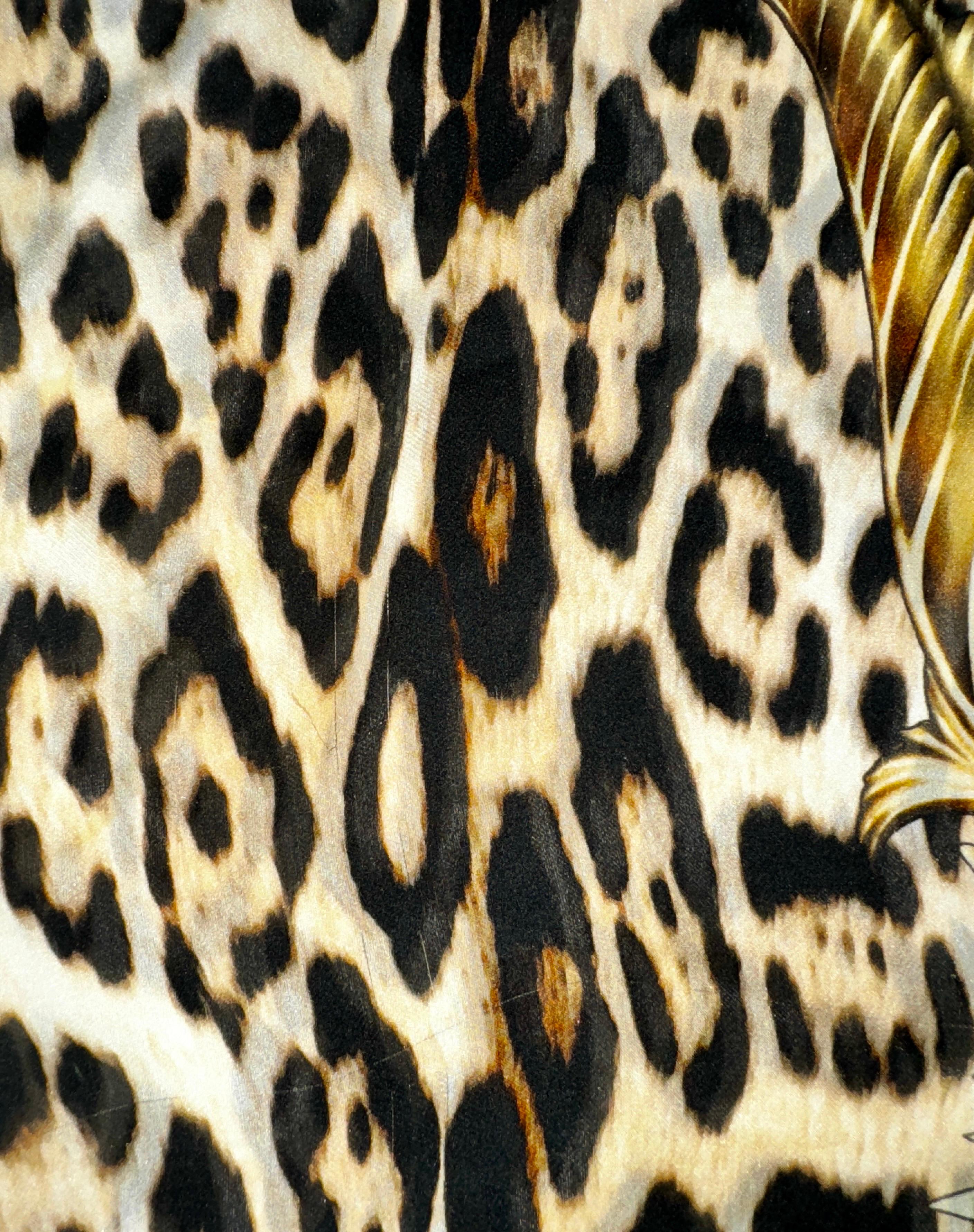 UNWORN Roberto Cavalli Animal Wild Cat Cheetah Print Silk Tunic Kaftan Belt 40 For Sale 5