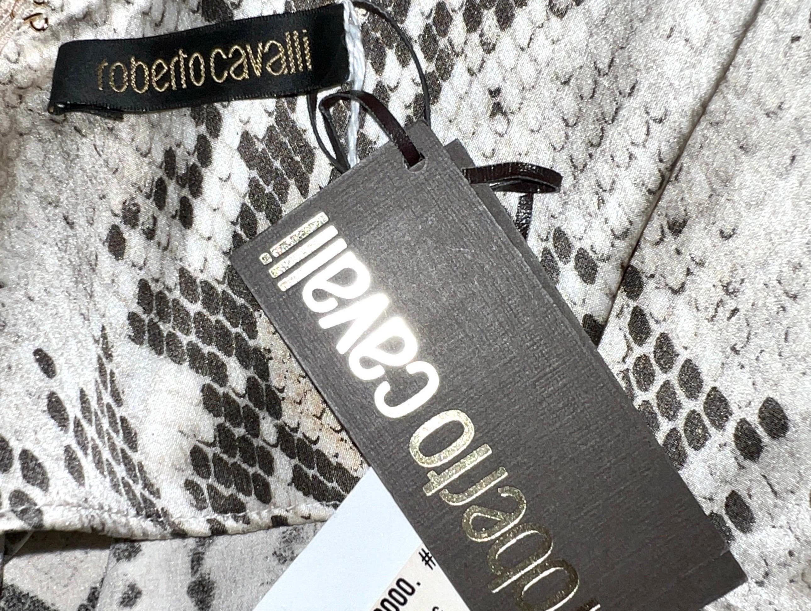 SIN VENDER Roberto Cavalli Vintage Vestido de noche de seda con estampado de serpiente exótica Maxi Vestido S en venta 3