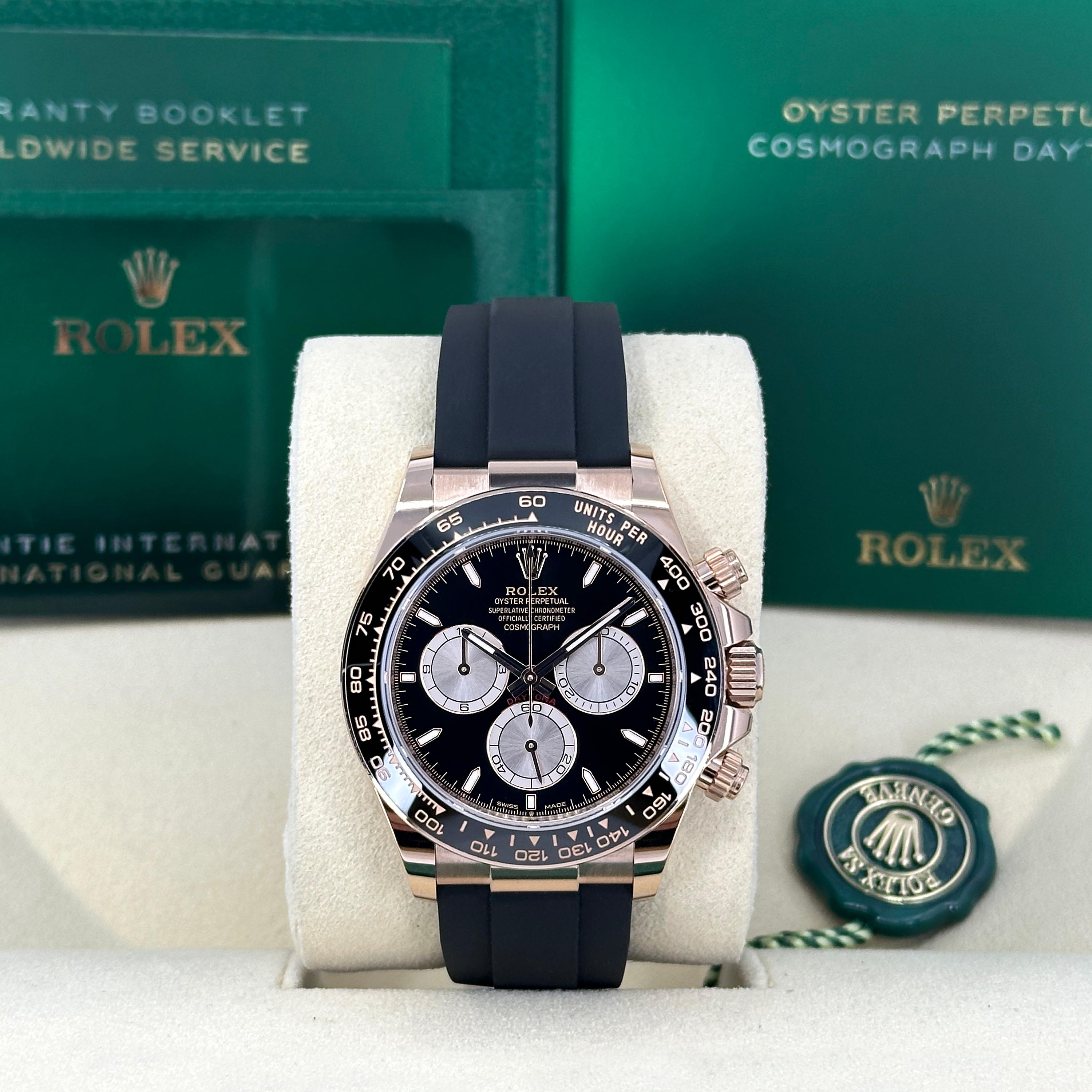 Rolex Cosmograph Daytona 126515LN-0002 - Precisión en oro Everose con esfera negra y Sundust

El Rolex Cosmograph Daytona 126515LN-0002, una sorprendente fusión de lujo y tradición automovilística, es un cronógrafo audaz y refinado fabricado en oro