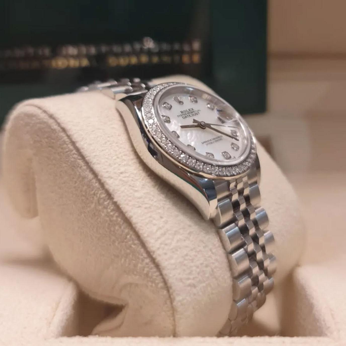 De las mujeres Rolex Datejust 28 Blanco sin usar Referencia# 279384rbr, Juego completo, 2025 en venta