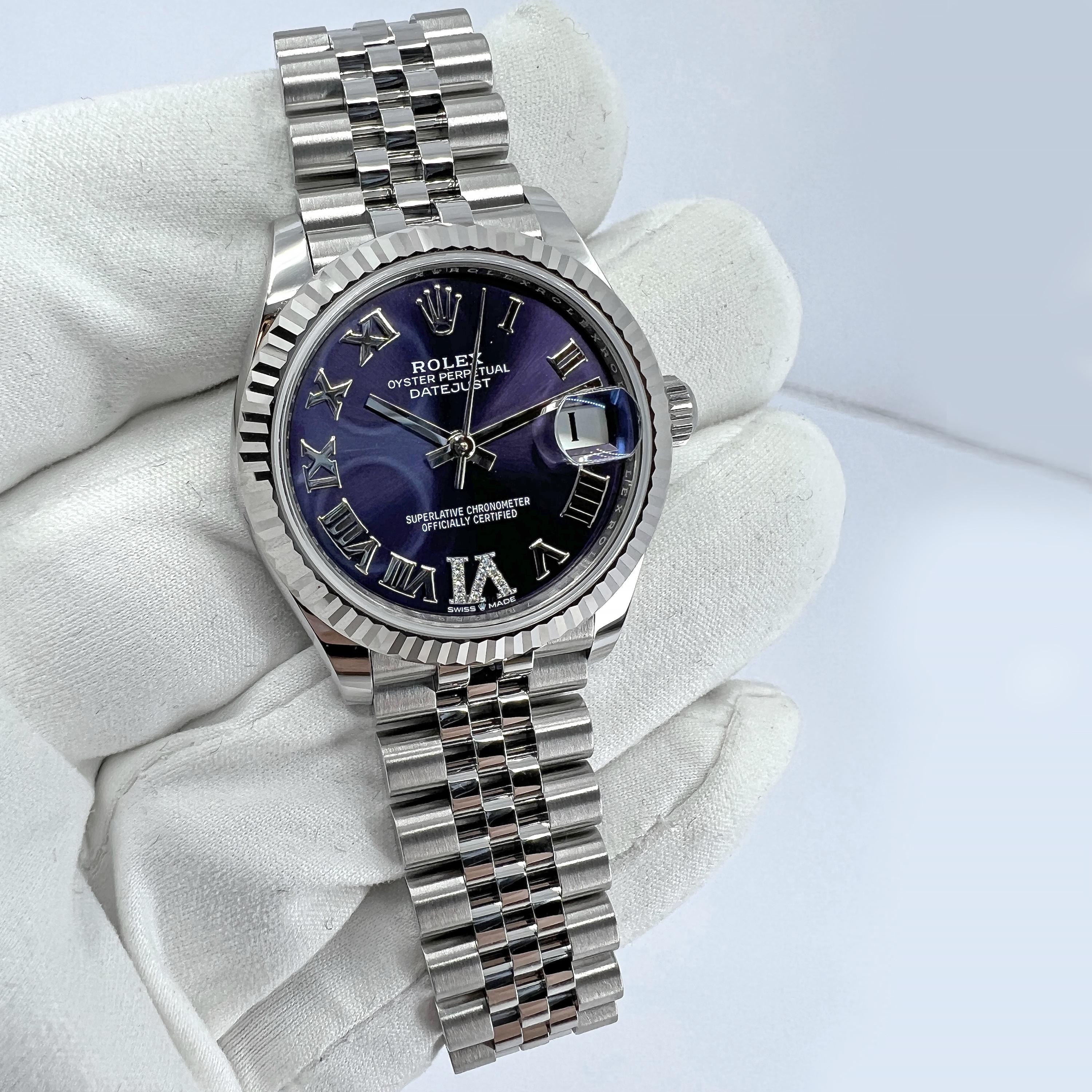 Unworn Rolex Datejust 31 Aubergine Jubilee Reference# 278274, Complete set, 2025 For Sale 6