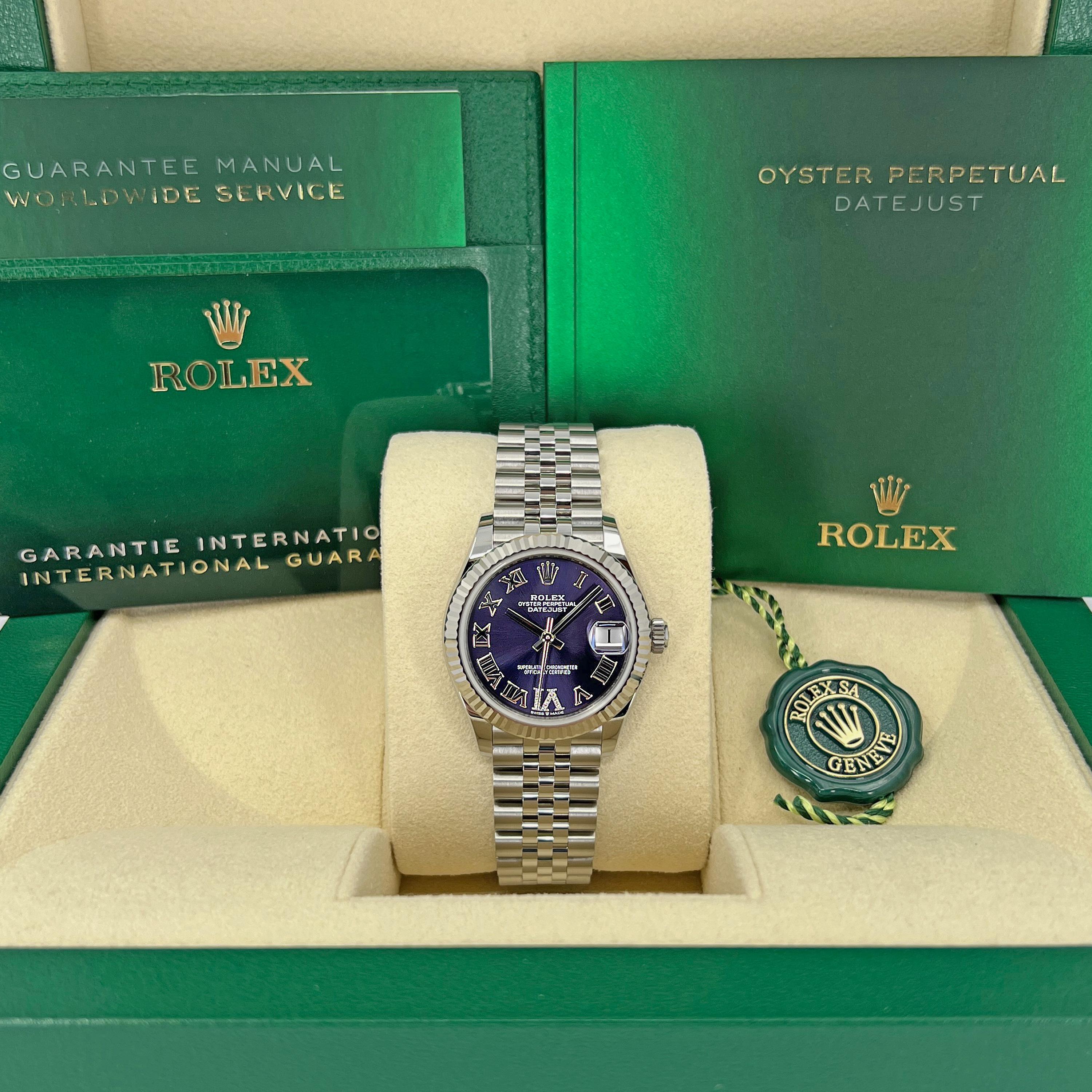 Rolex Datejust 278274-0026 – White Rolesor Elegance with Aubergine Dial and Diamond Accent

The Rolex Datejust 278274-0026 is a stunning embodiment of refined style and technical sophistication, crafted in White Rolesor—a signature Rolex blend of