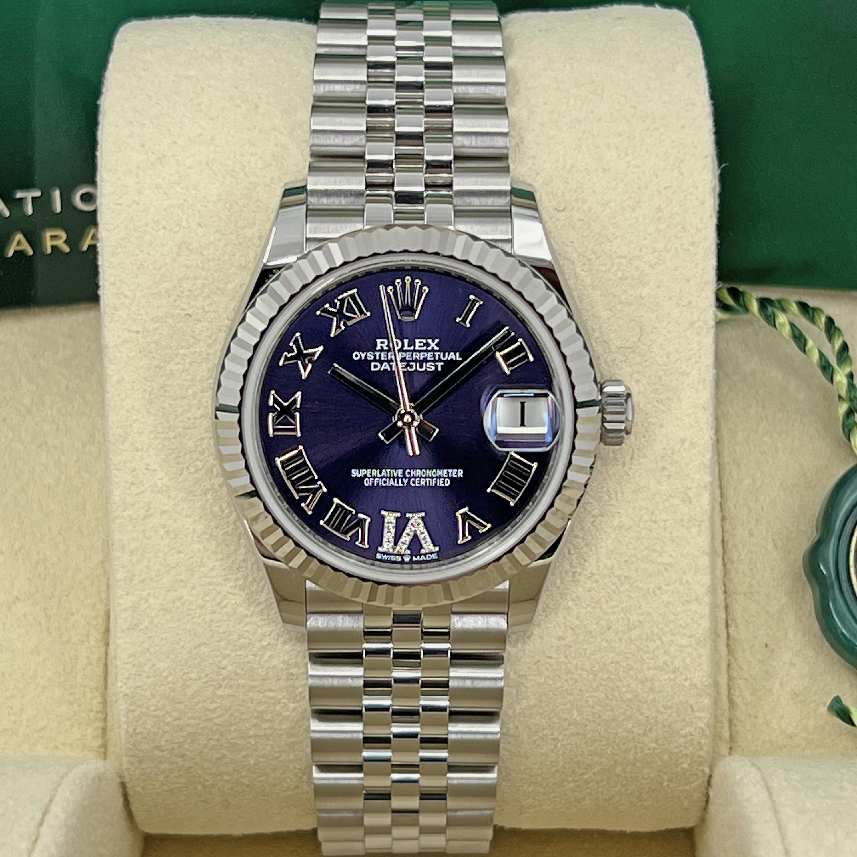Unworn Rolex Datejust 31 Aubergine Jubilee Reference# 278274, Complete set, 2025 In New Condition For Sale In New York, NY
