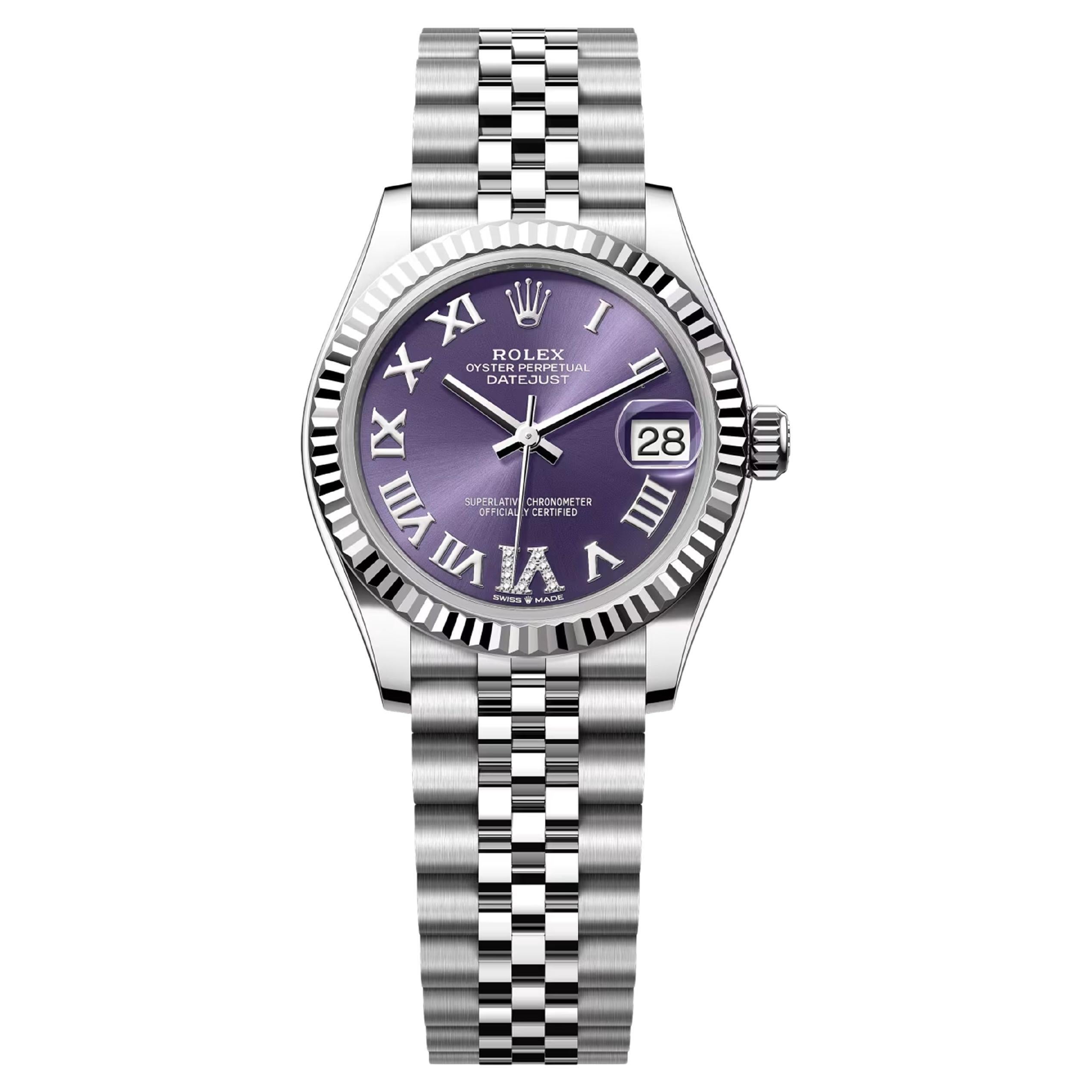 Unworn Rolex Datejust 31 Aubergine Jubilee Reference# 278274, Complete set, 2025 For Sale