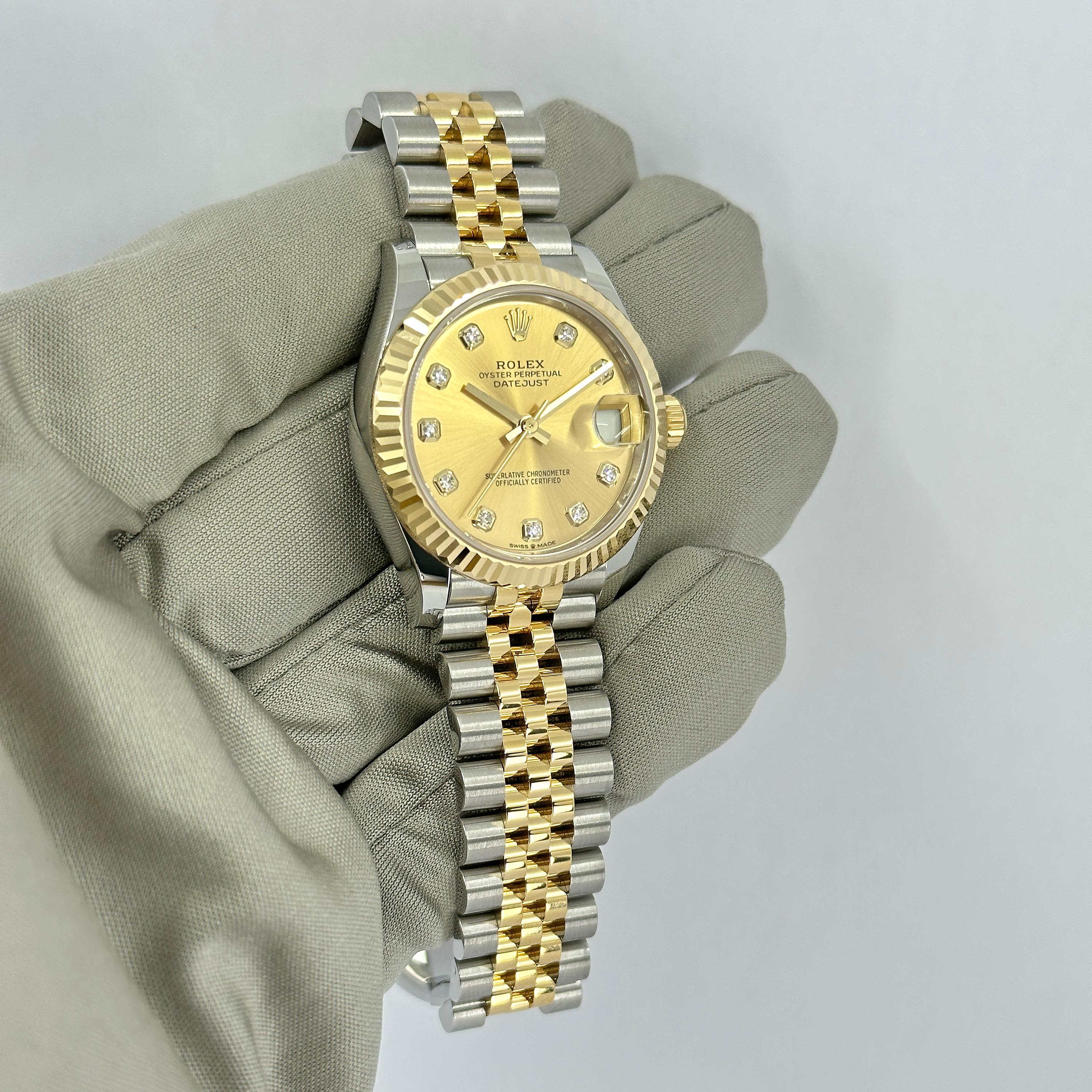 Ungetragene Rolex Datejust 31 Champagne Jubilee Reference# 278273, Komplettset, 2025 im Zustand „Neu“ im Angebot in New York, NY